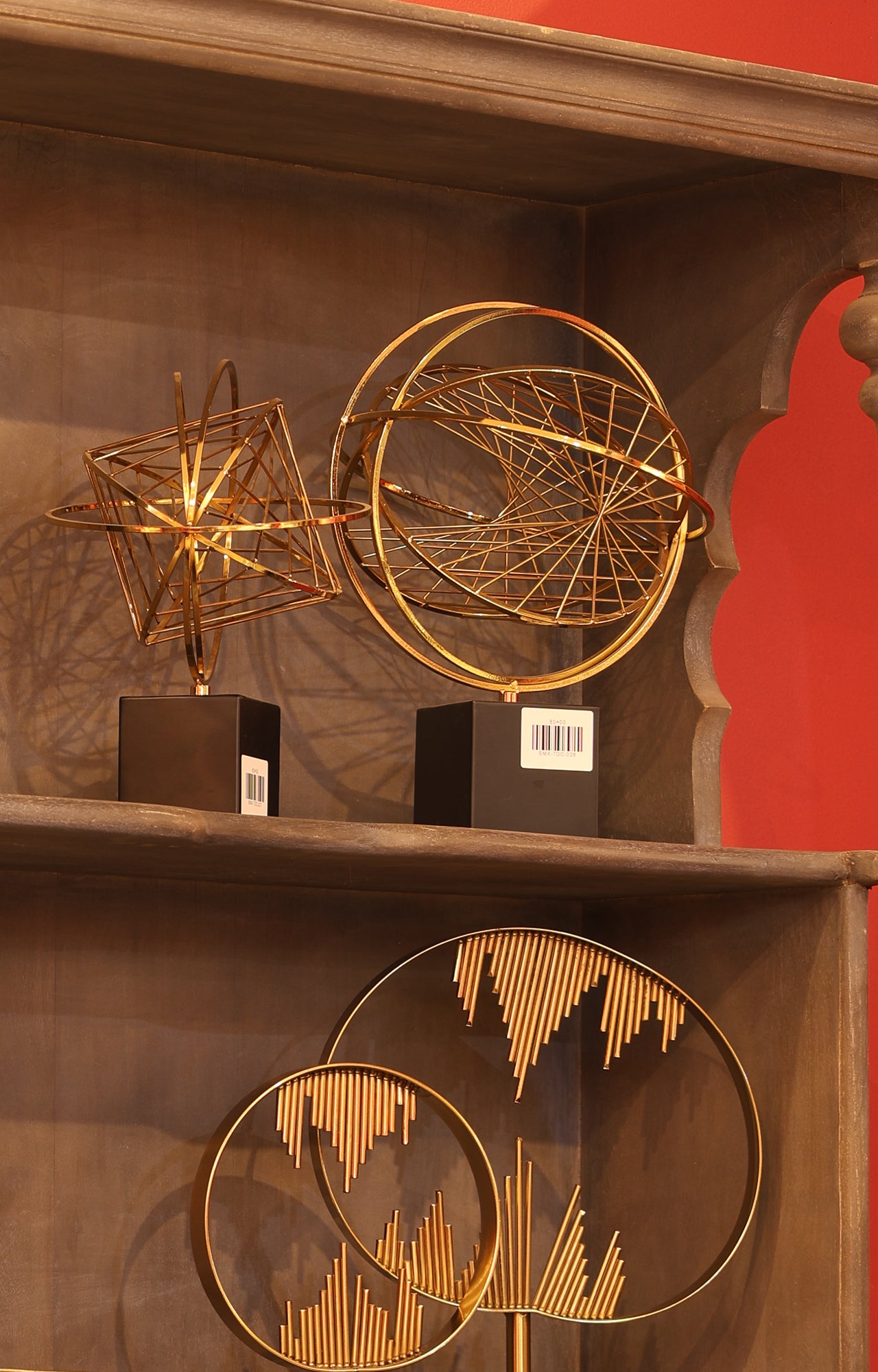 Modern Golden Eclipse Orbital Décor - Set of 2