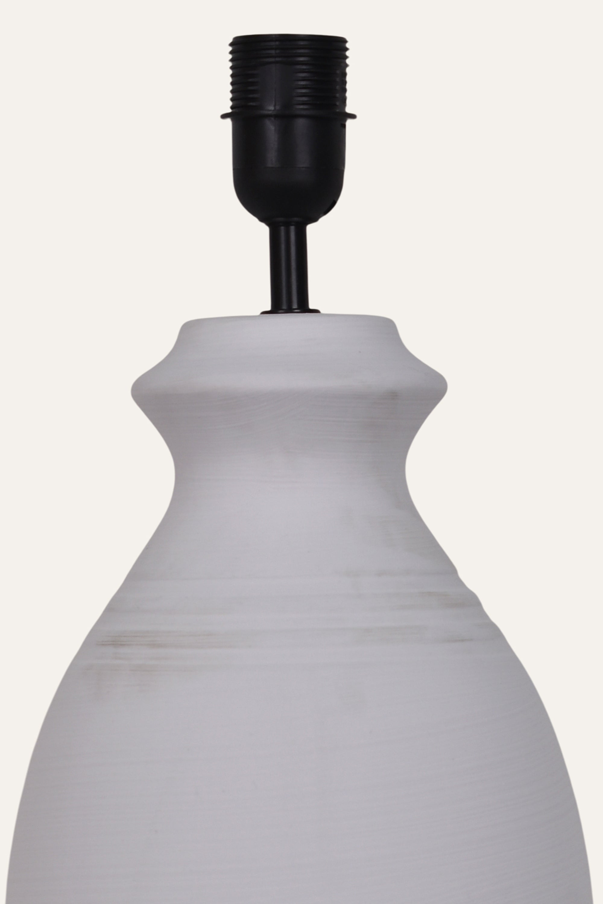 Modern White Ceramic Table Lamp with Grey Fabric Shade