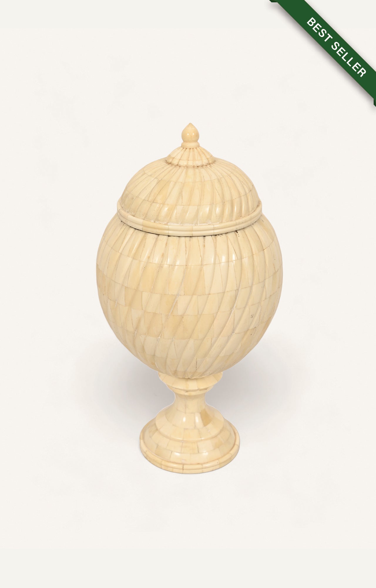 Vintage Tall Urn-Shaped Bone Inlay Box