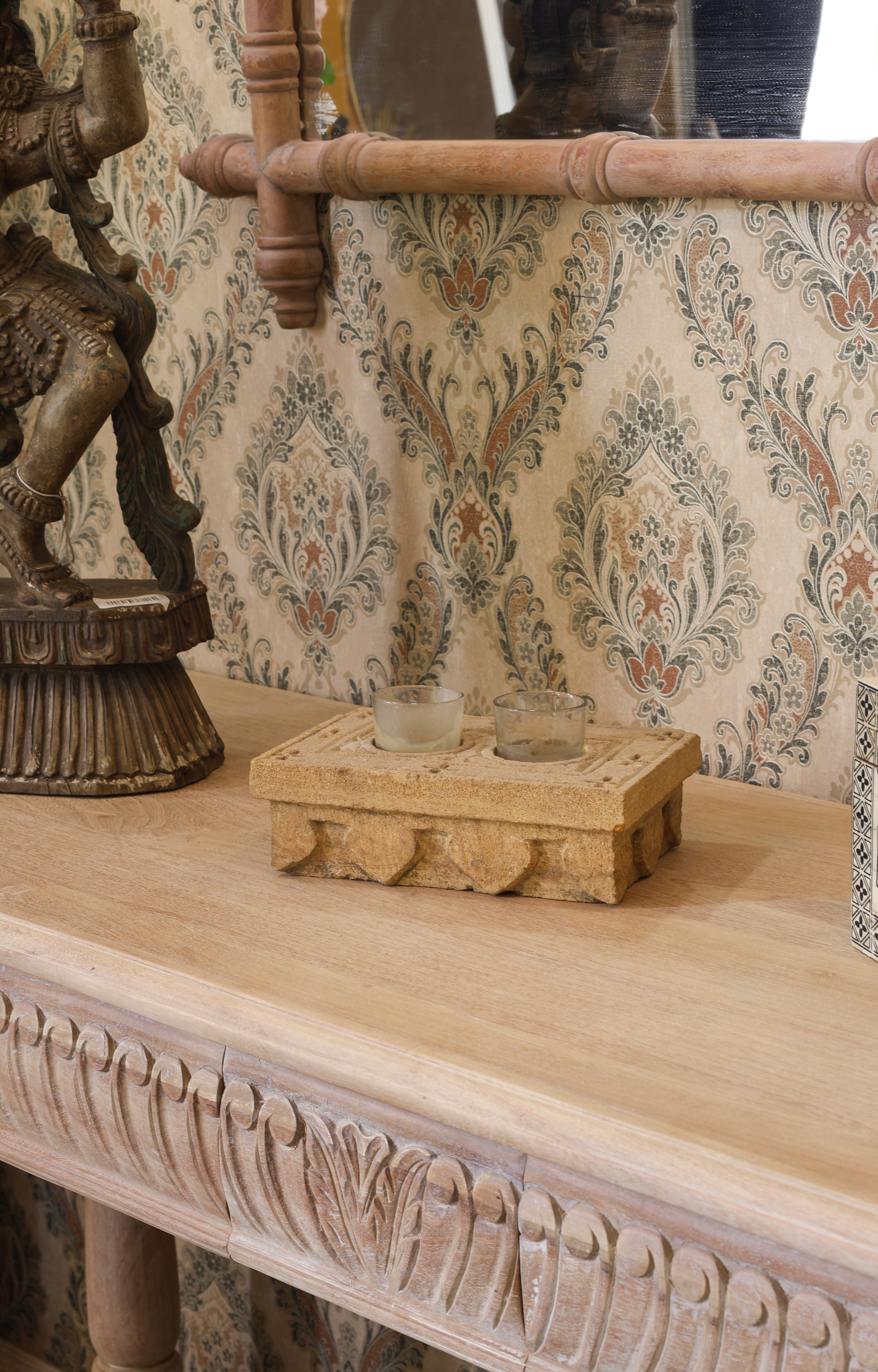 Vintage Sandstone Twin Candle Holder