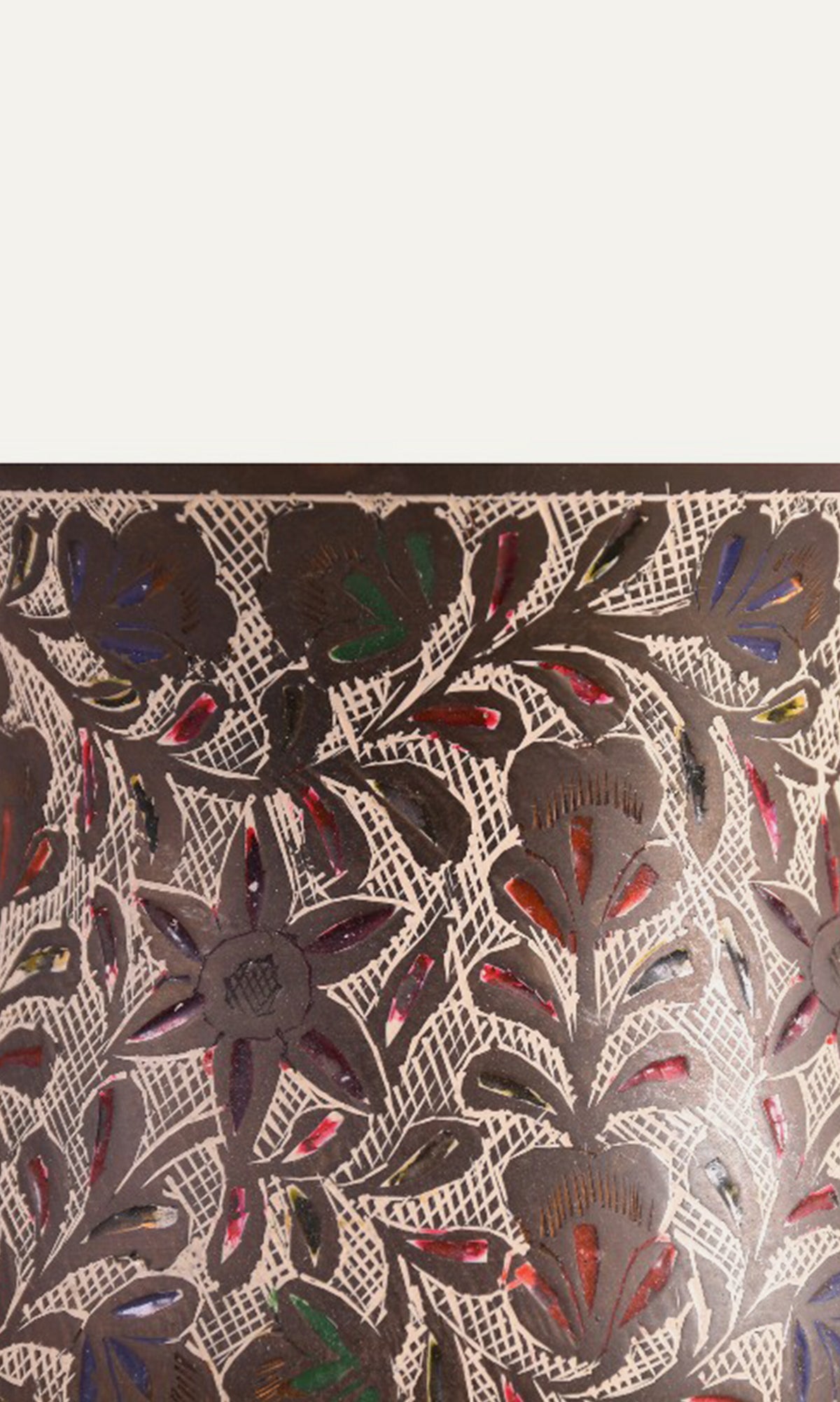 Brass Mug with Hand-Painted Floral Carvings