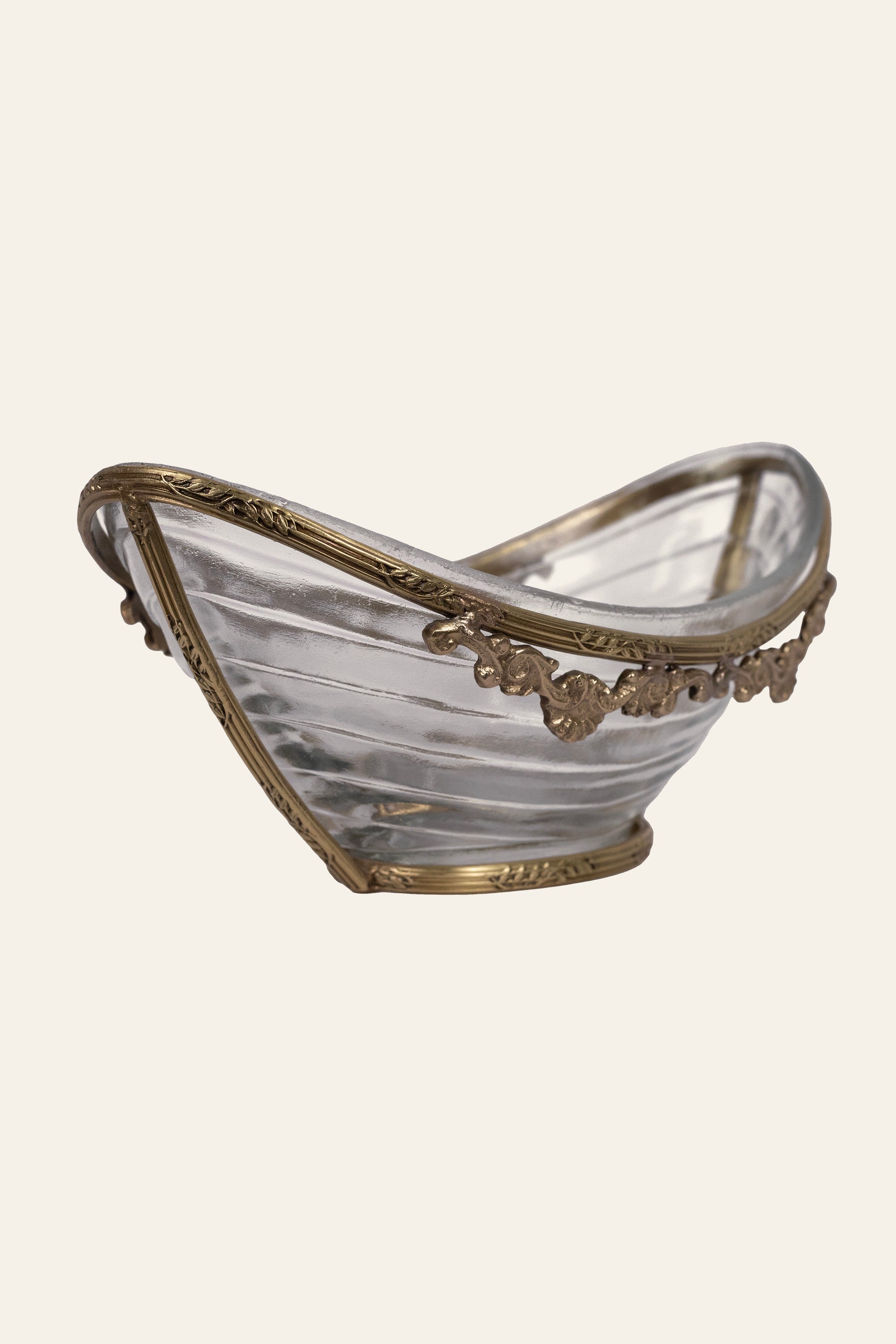 Vintage Style Brass & Glass Decorative Tray