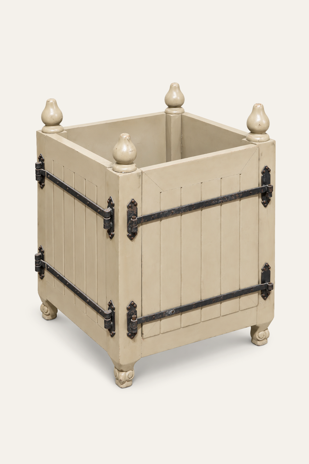 Square Wooden Planter Box with Metal Hardware