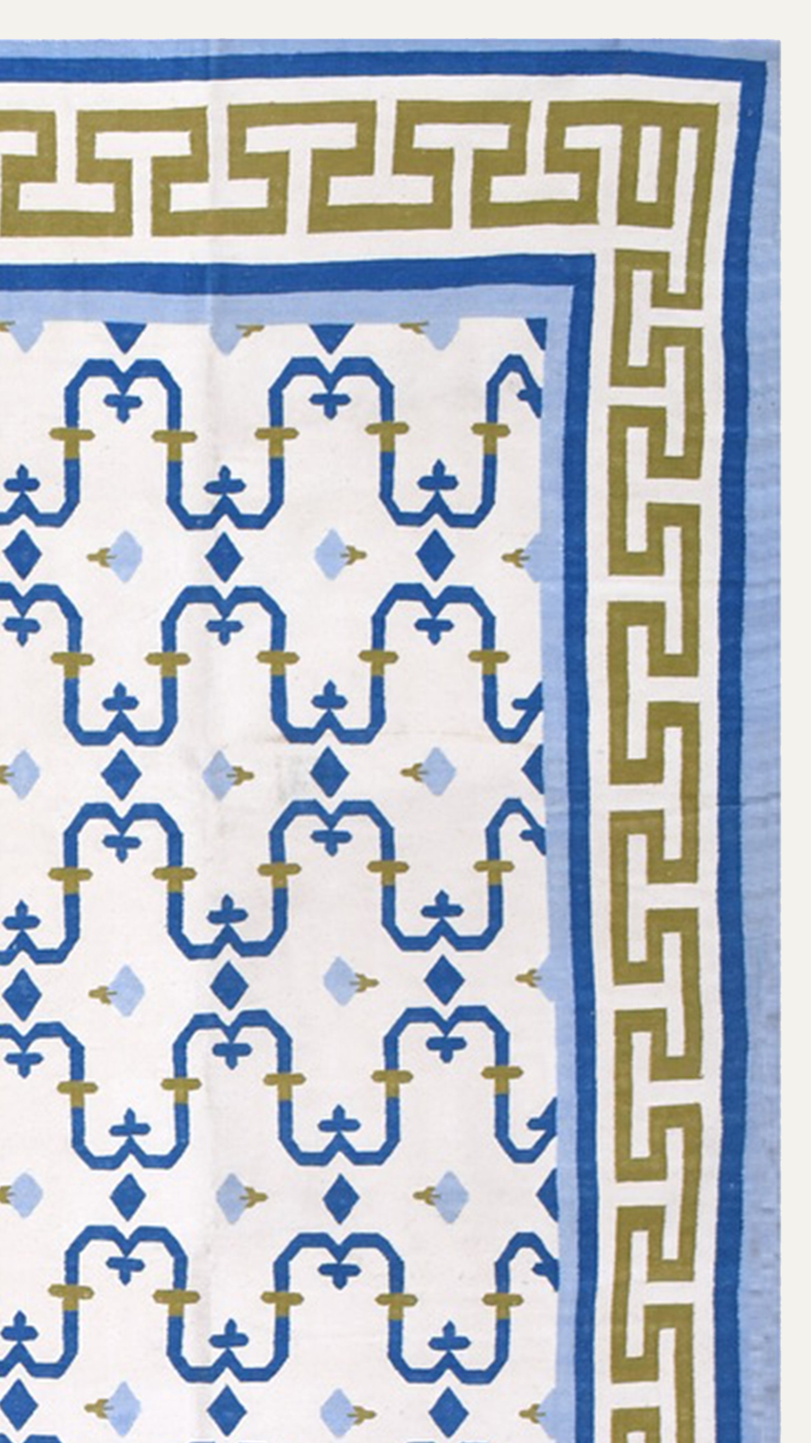 Handwoven Flatweave Geometric Pattern Cotton Rug