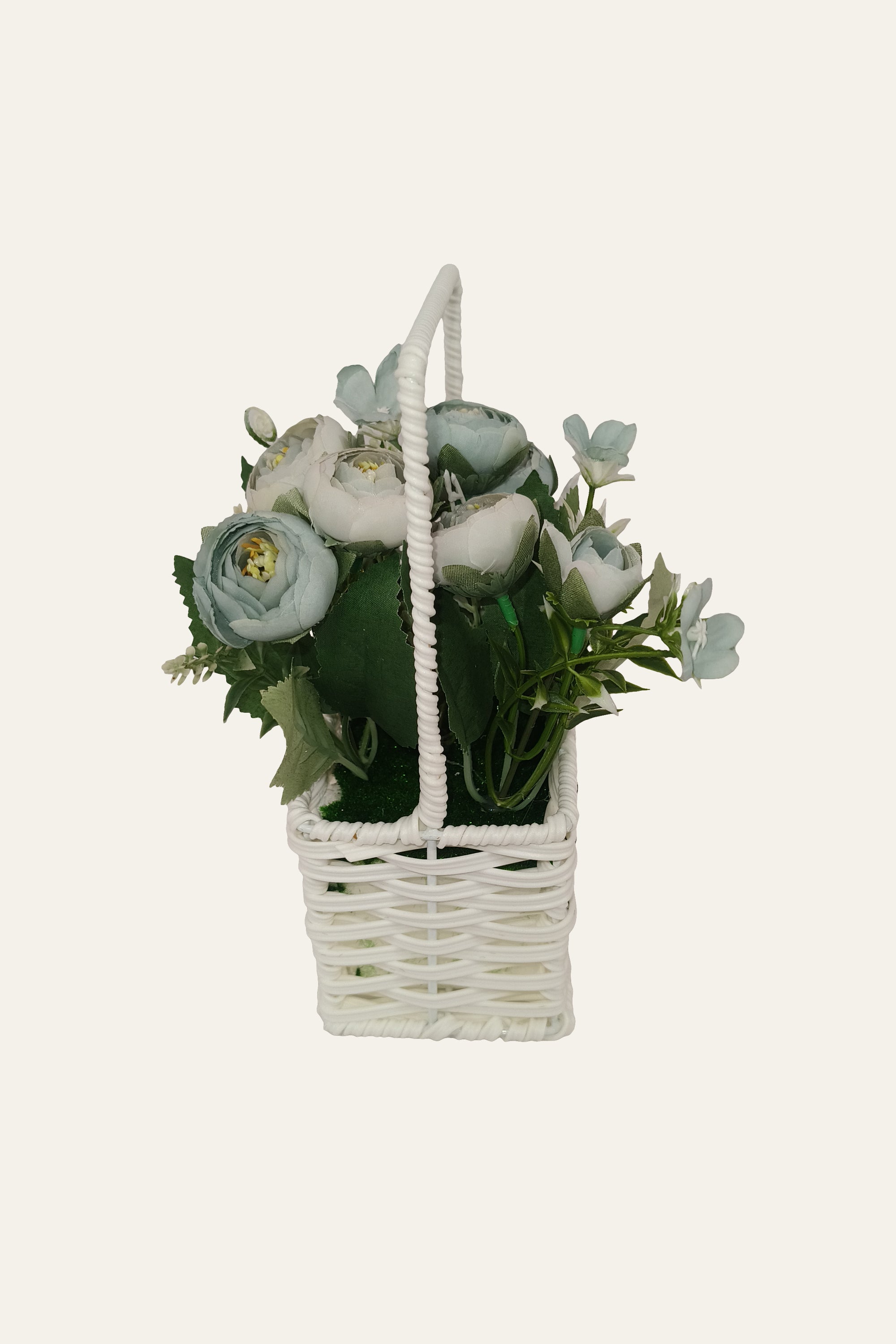 Pastel Blue Rose Mini Flower Basket