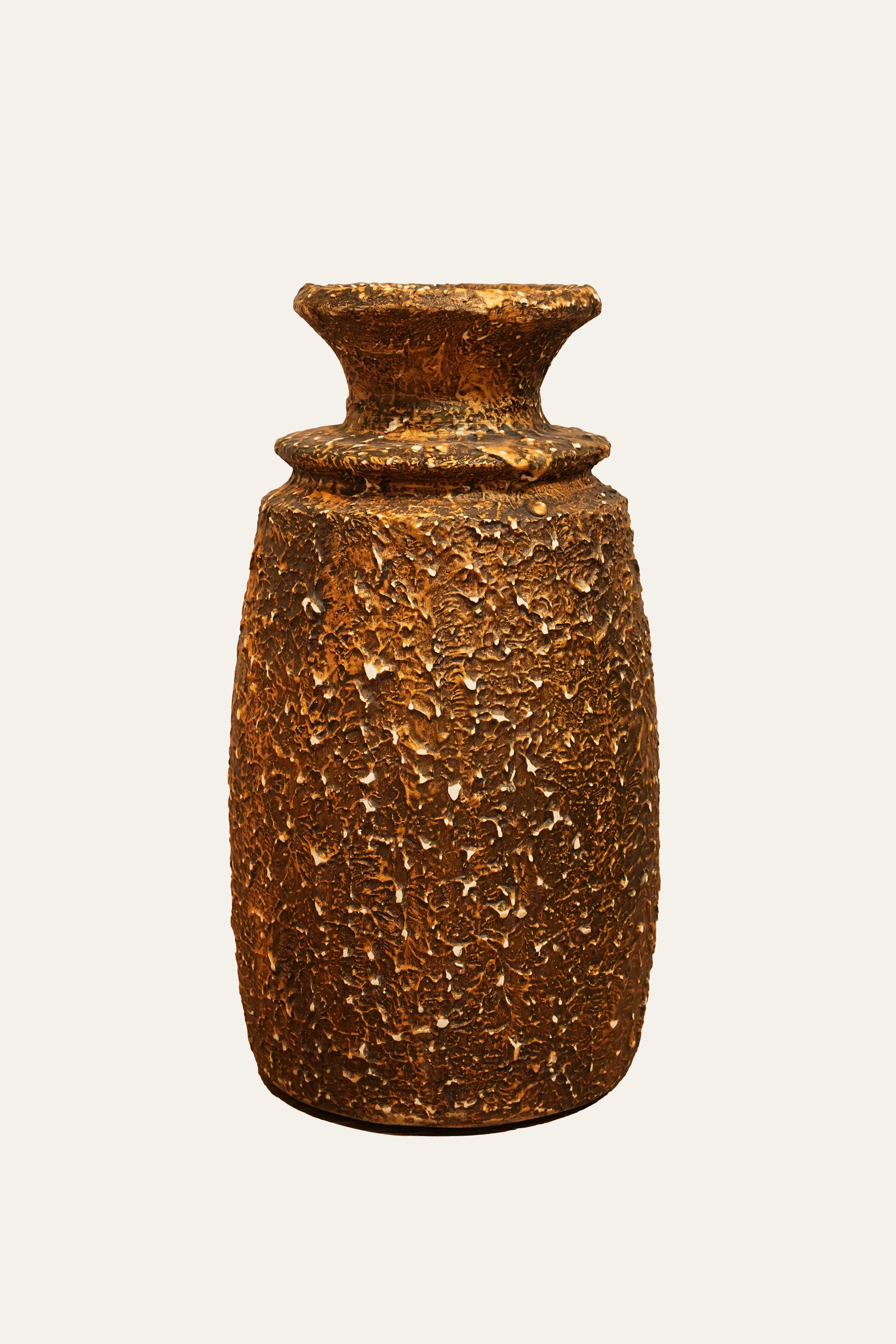 Tall Wooden Pot in Textured Finish
