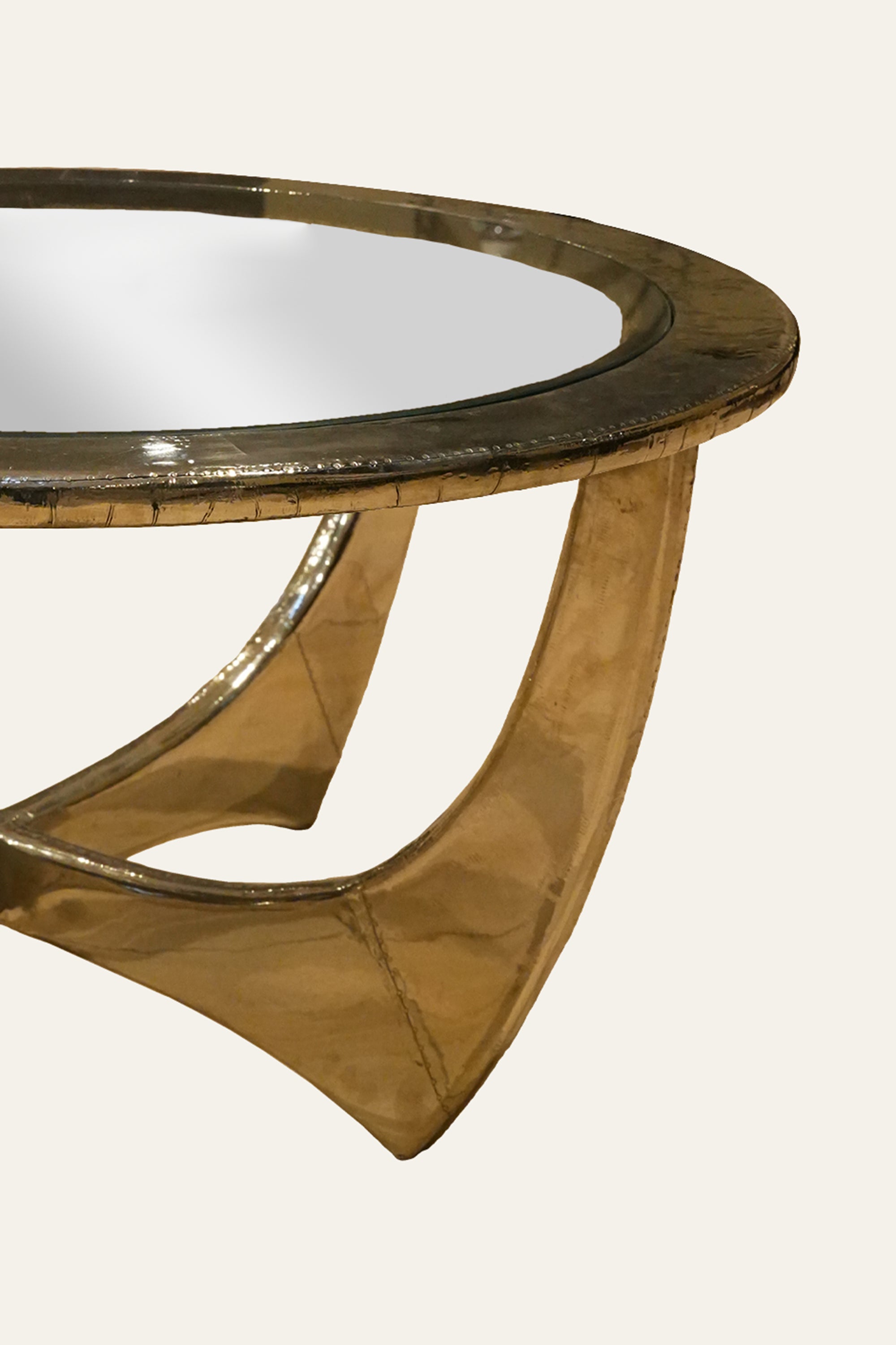 Modern Minimal White Metal Coffee Table with Curved Base