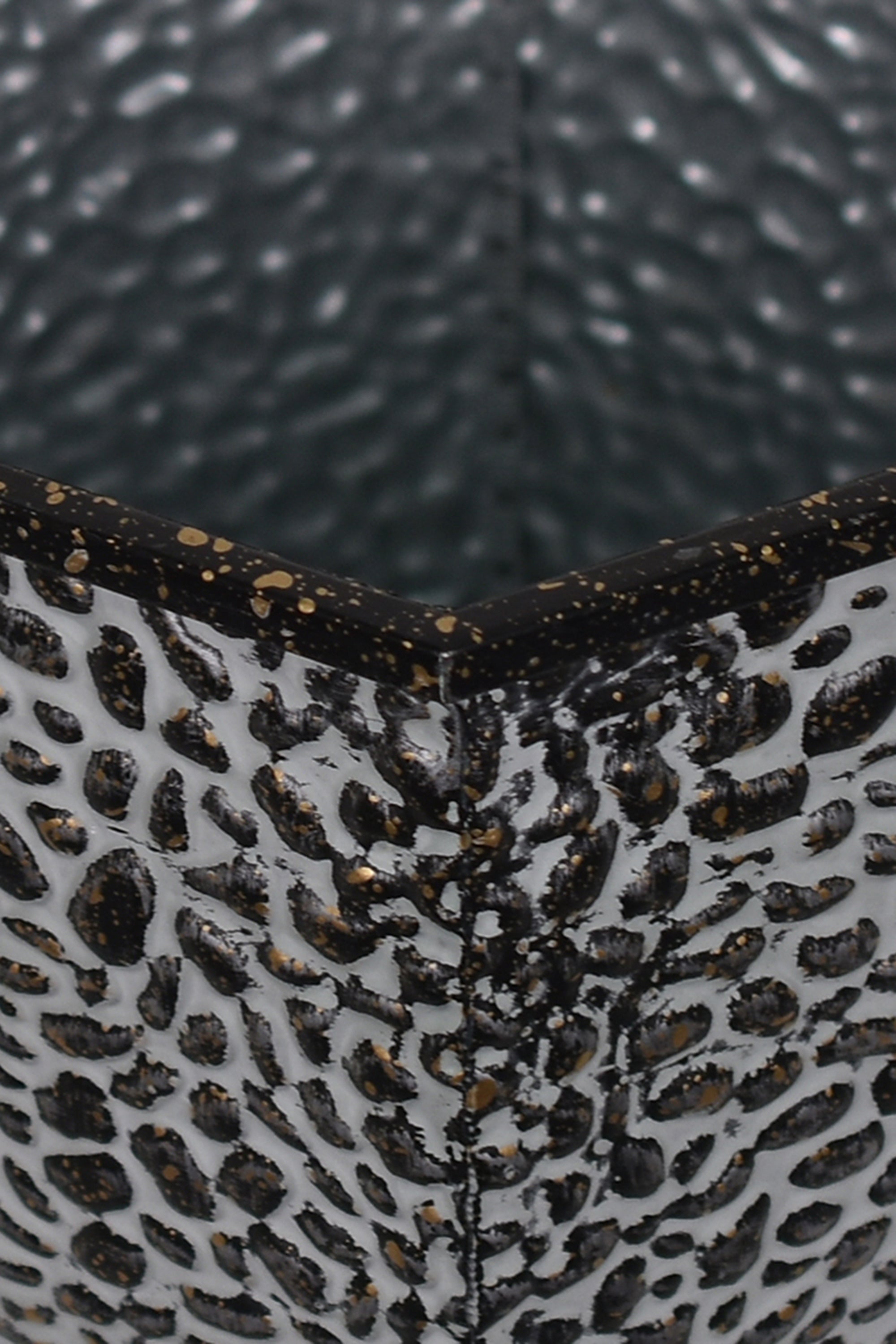 Luxury Speckled Grey & Gold Metal Square Planter - Medium