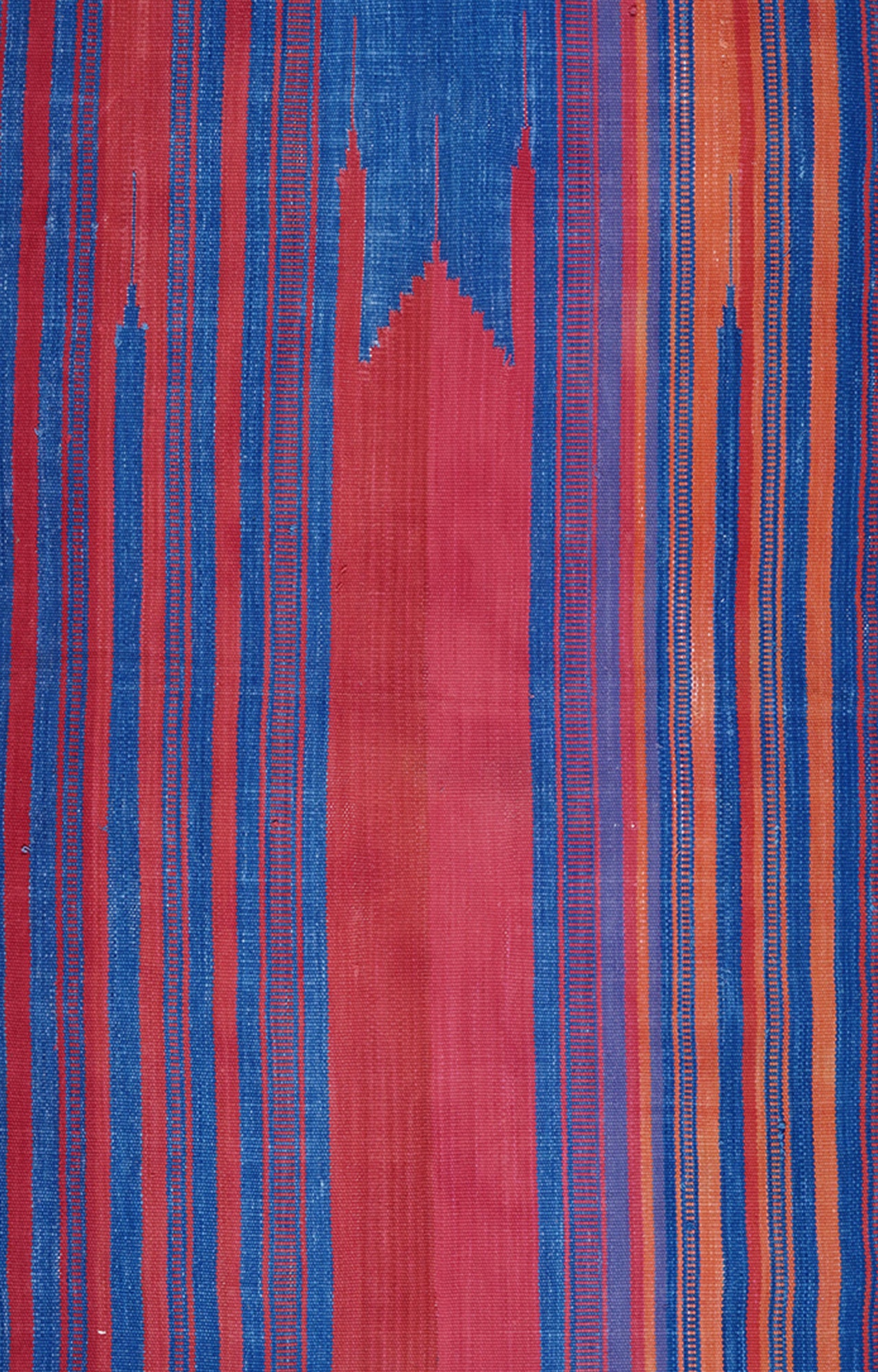 42 x 25 Inches Handwoven Cotton Prayer Rug (Blue And Red)