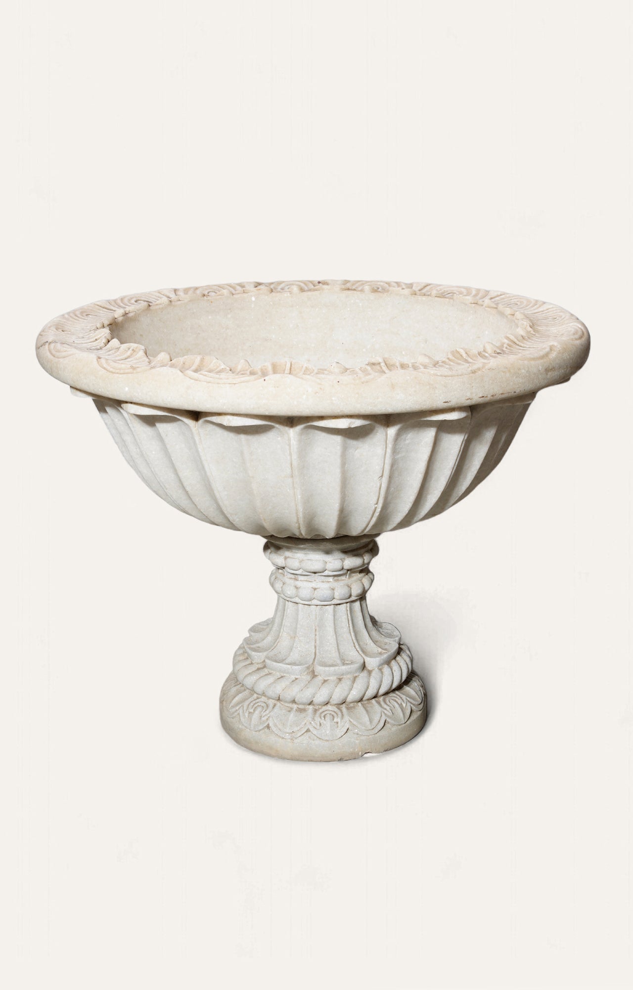 Floral Textured Marble Planter for Garden