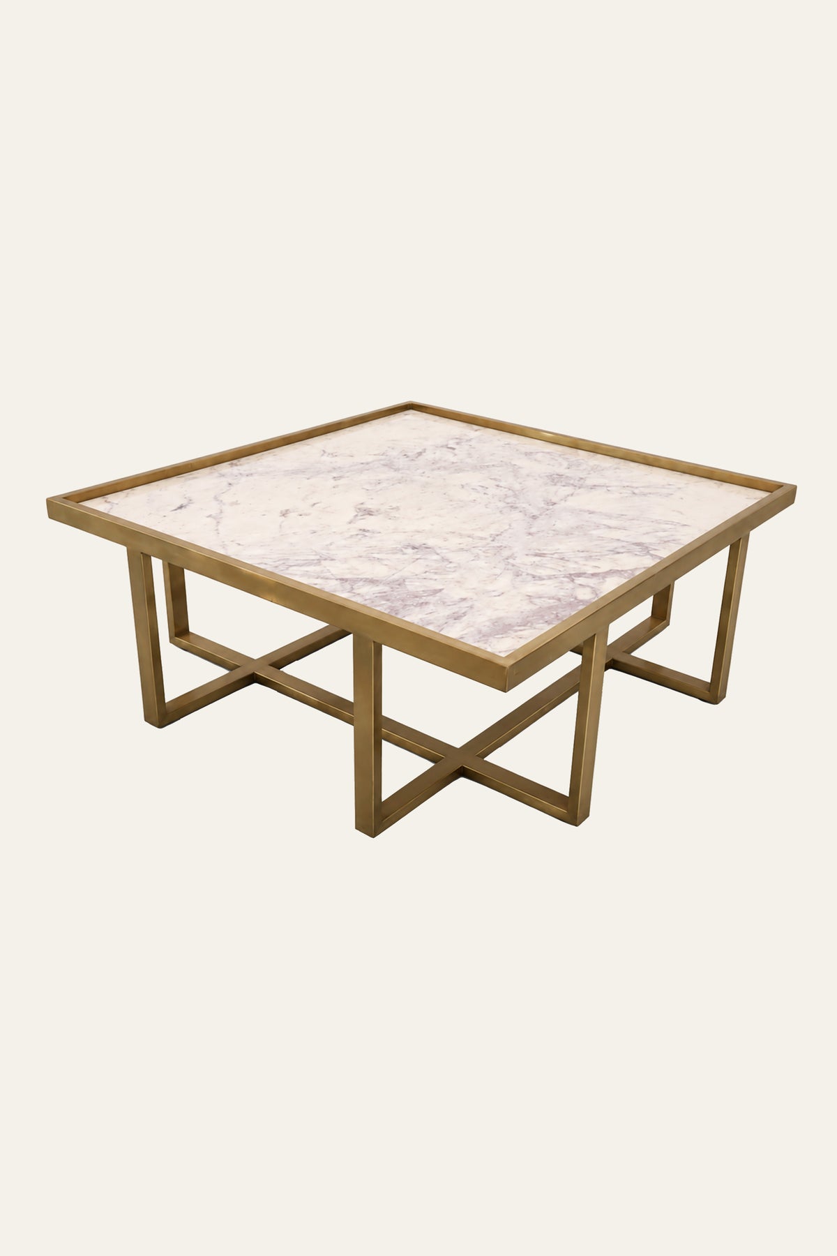 Gold Rectangular Coffee Table with Trestle Frame
