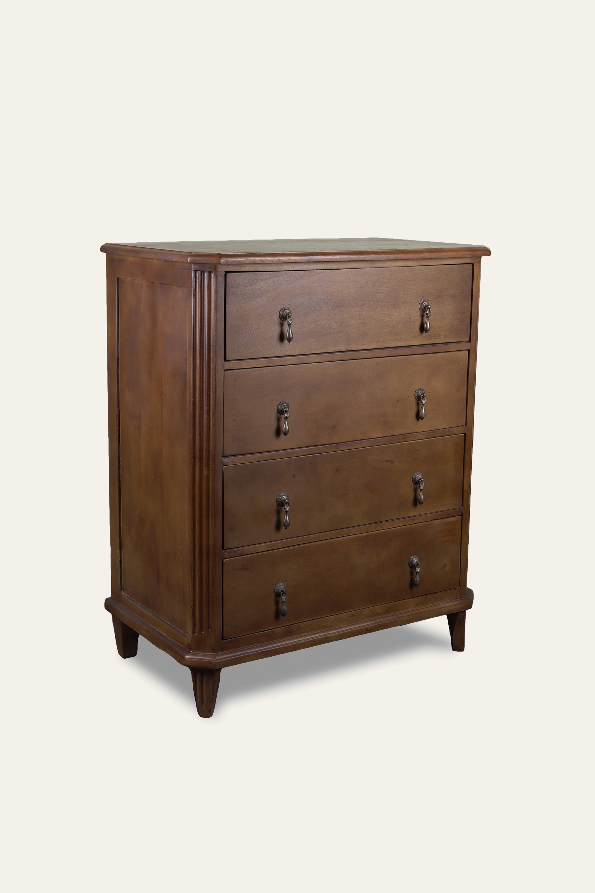 Tall Wooden 4-Drawer Chest of Drawers in Brown