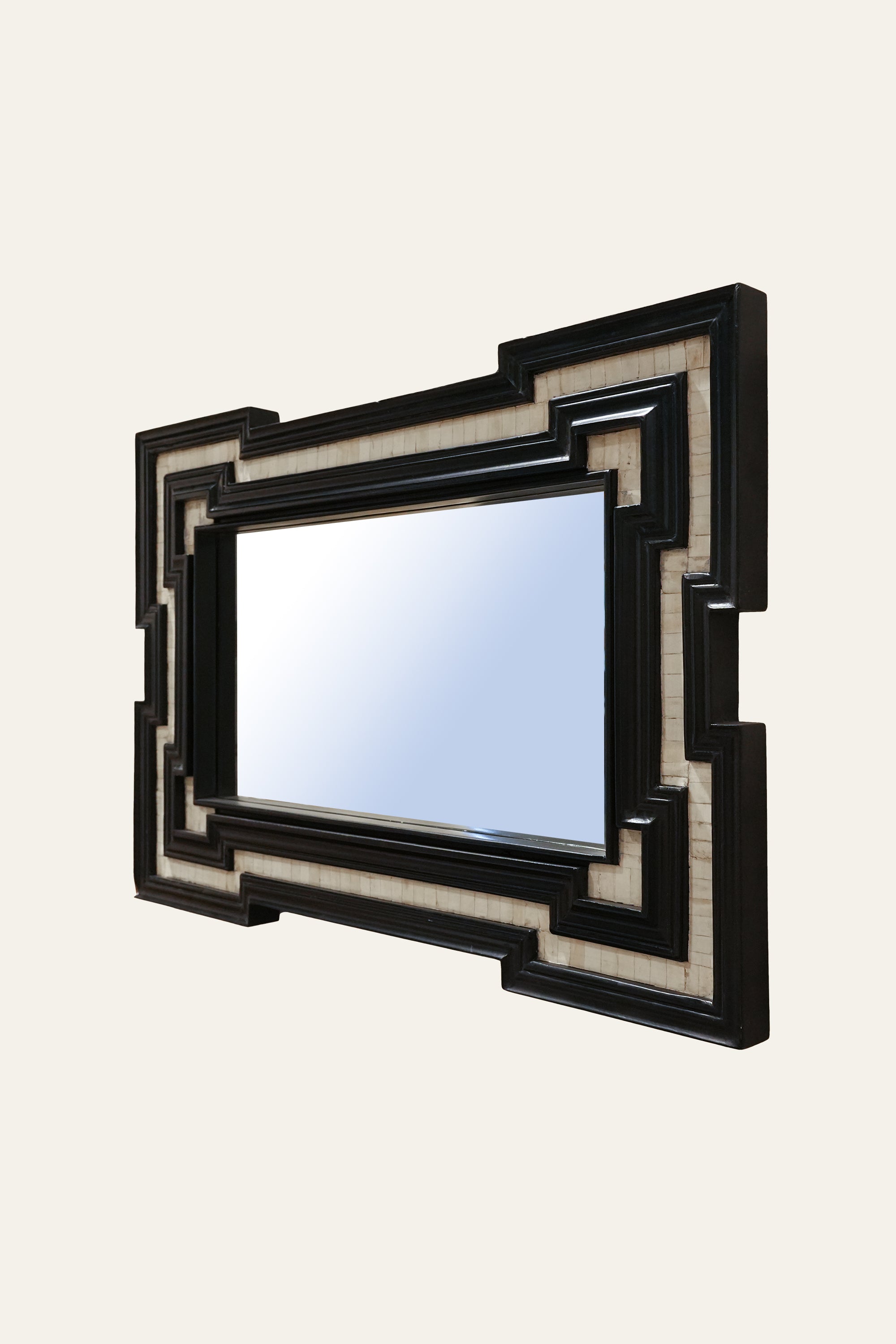 Bone Inlay Black Rectangular Wall Mirror