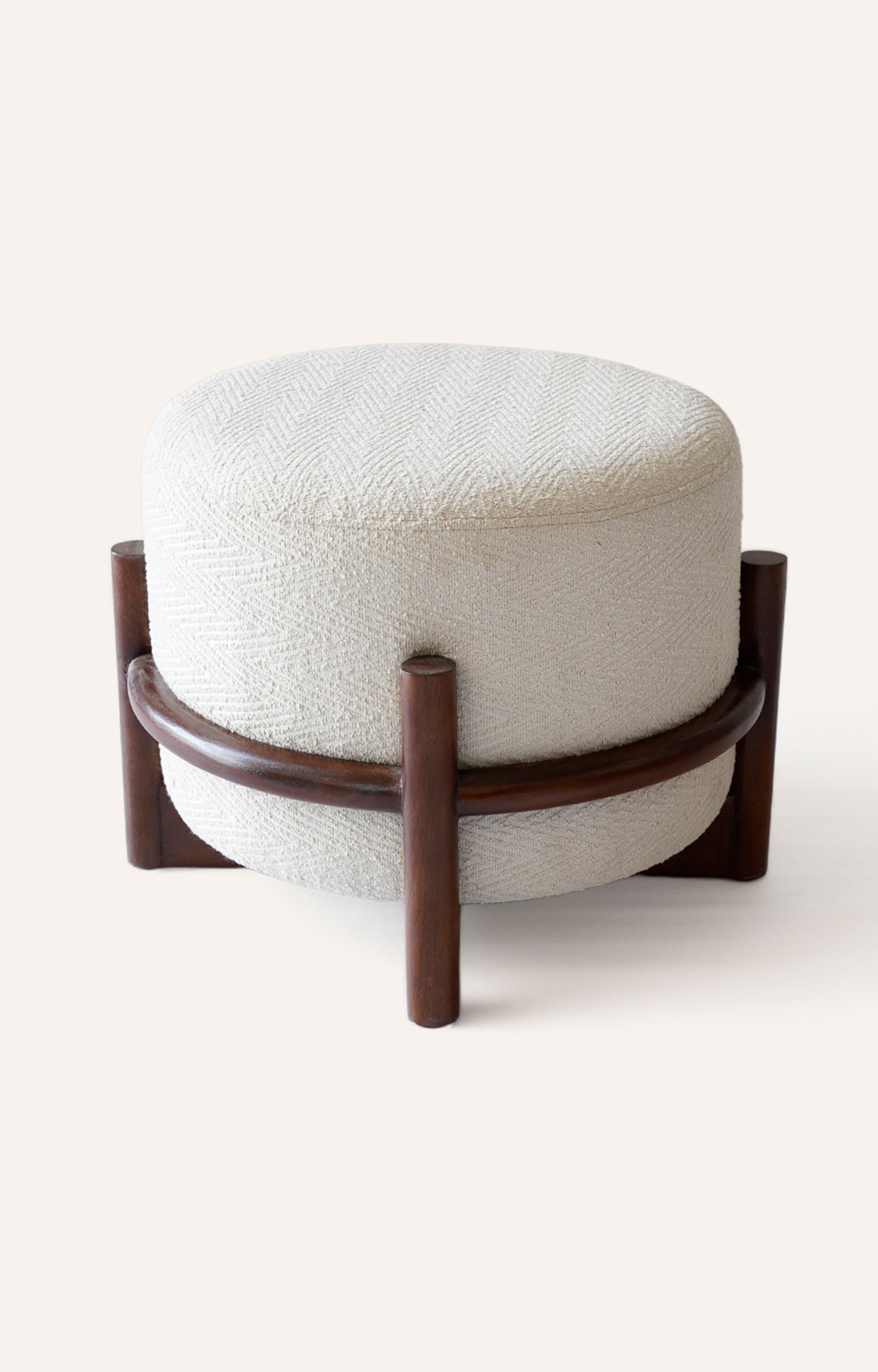 Round Wooden Poufy Stool