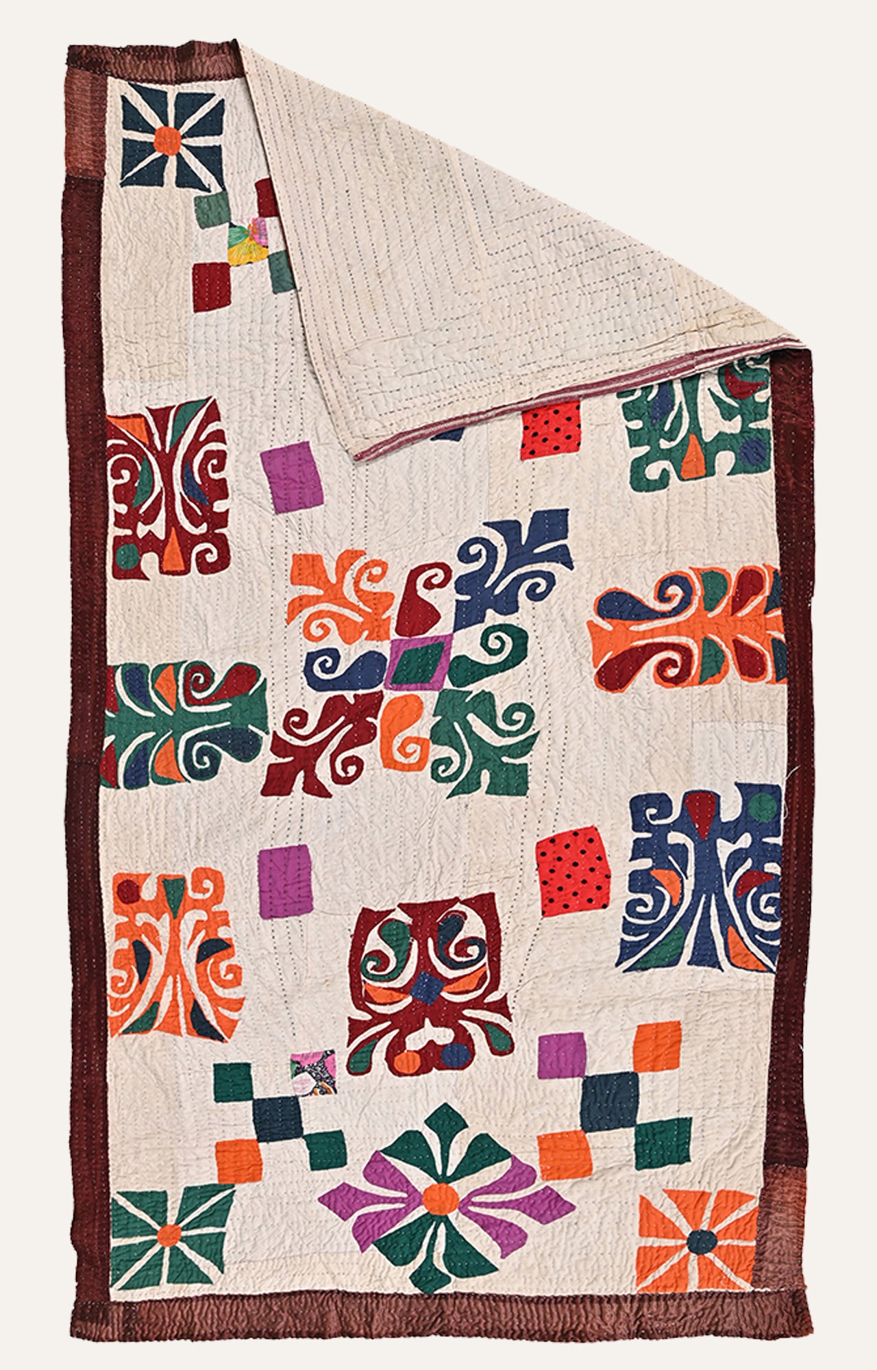 Vibrant Rajbari Applique Wall Hanging with Geometric and Floral Motifs