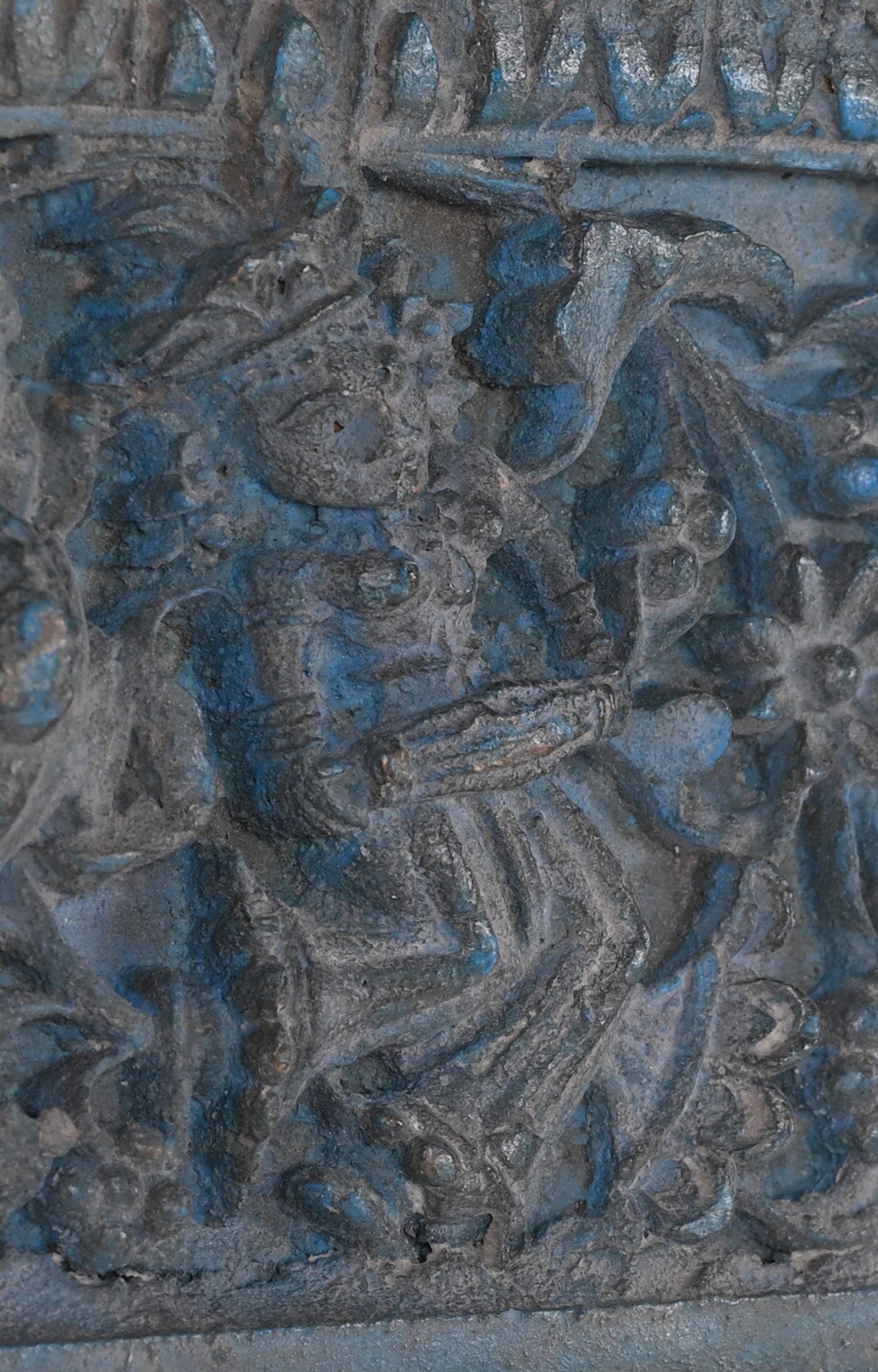 Blue-Toned Mythical Teak Wall Panel