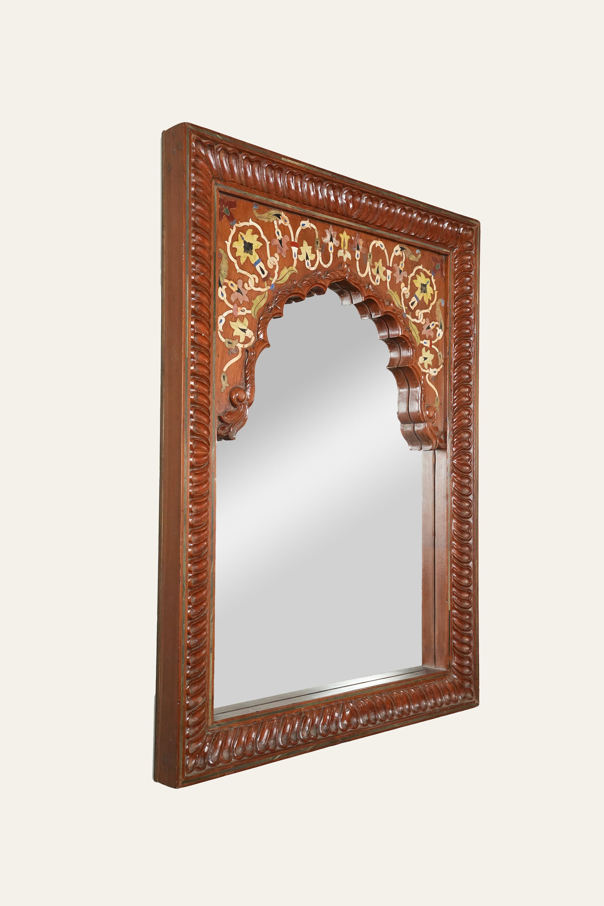 Mughal Hand Painted Wooden Wall Mirror