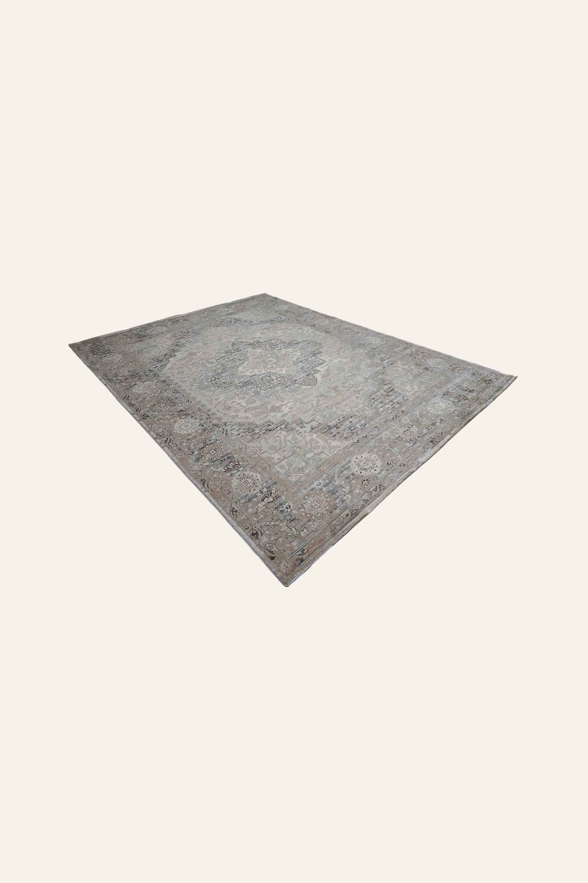 9 x 12 ft Grey Beige Floral Medallion Oriental Tufted Area Traditional Carpet