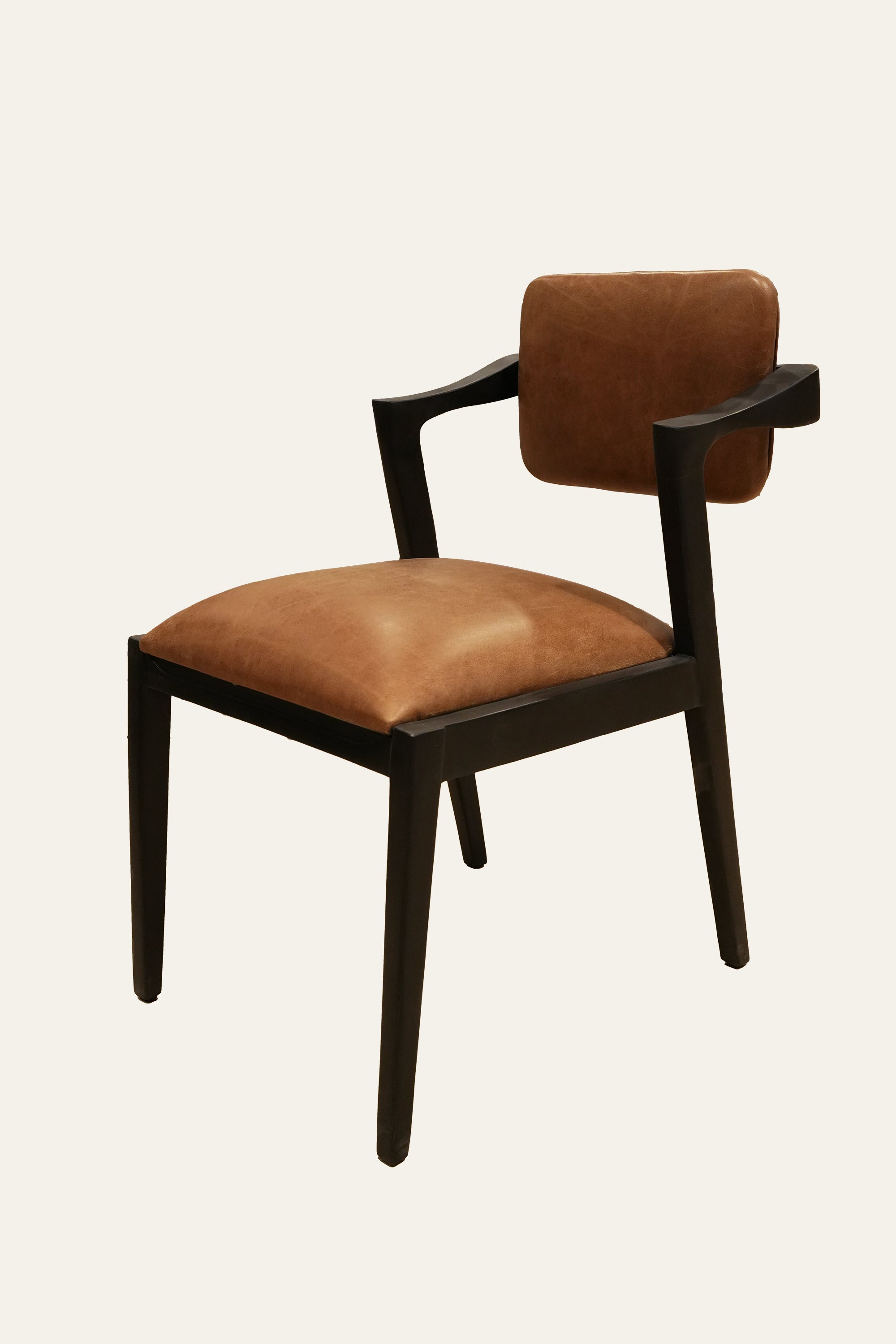Tan PU Leatherette Upholstered Dining Chair with Black Frame