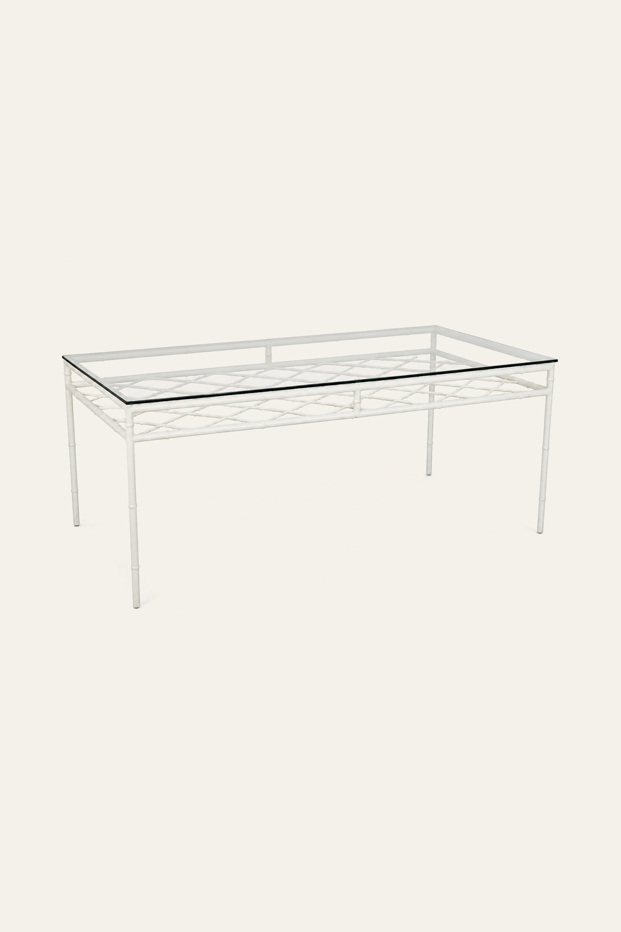 Bamboo Style Rectangular Glass Top Dining Table