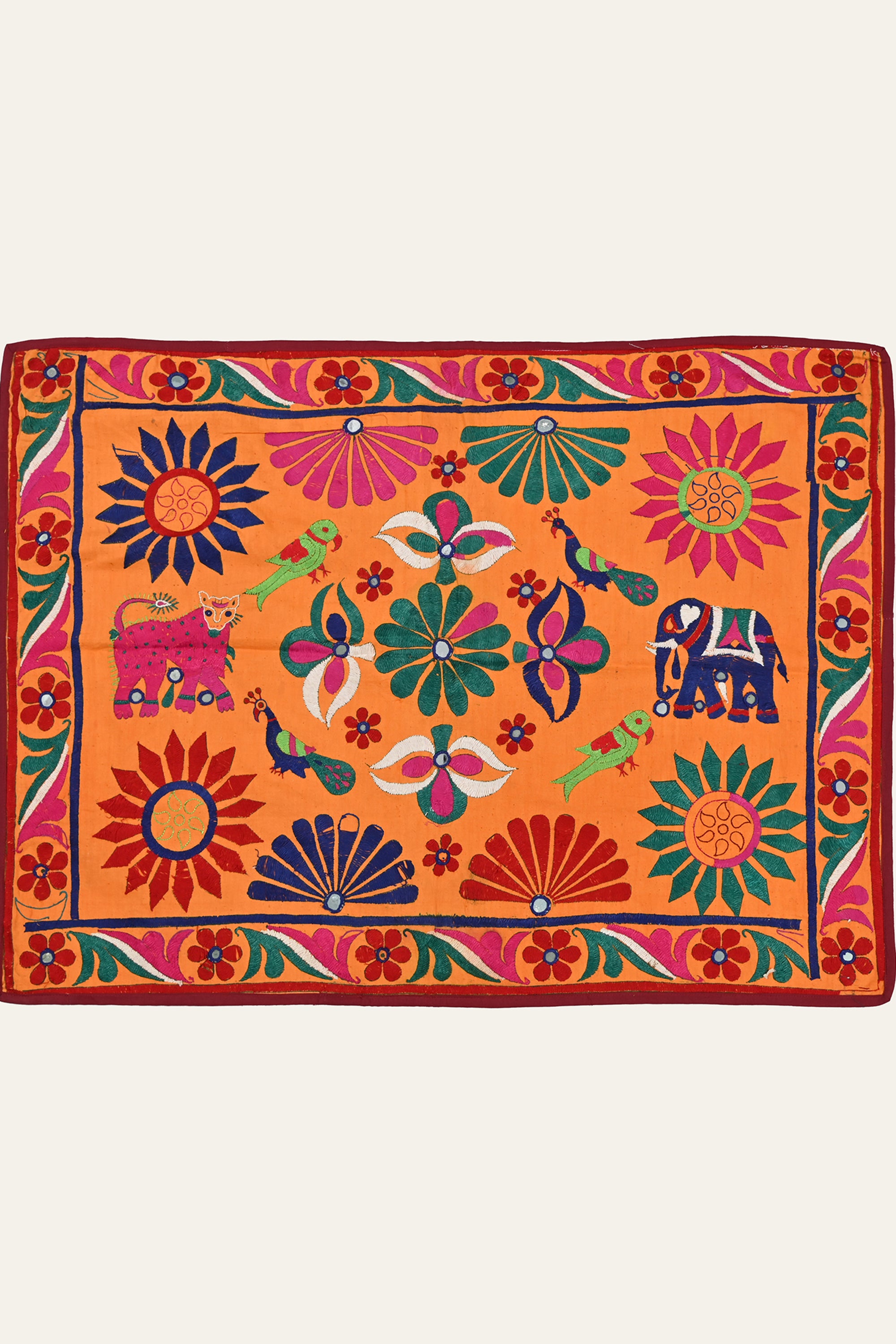 Hand Embroidered Elephant Wall Hanging | Kutch Textile