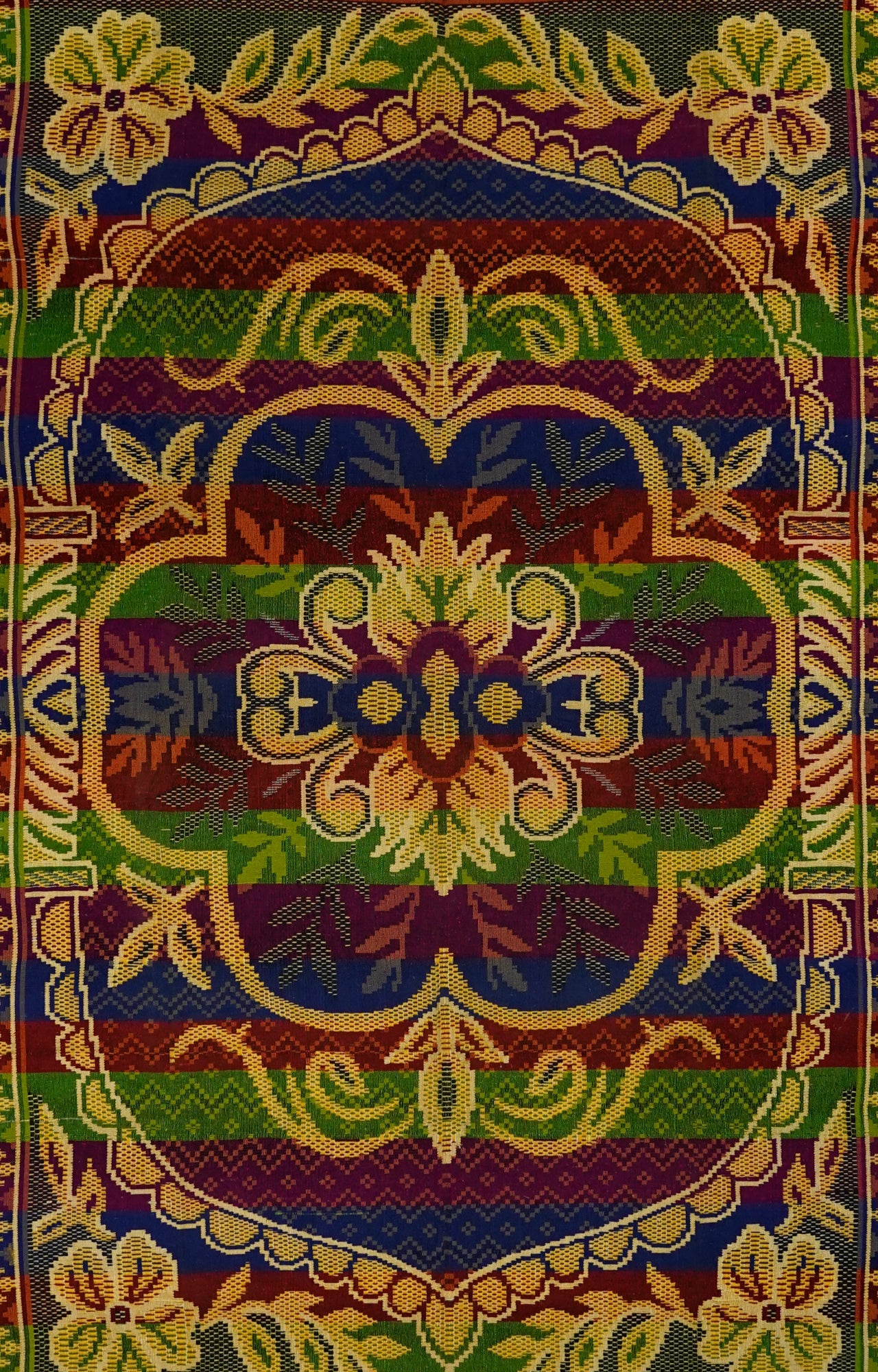 Handwoven Woolen Rug with Bold Floral Patterns