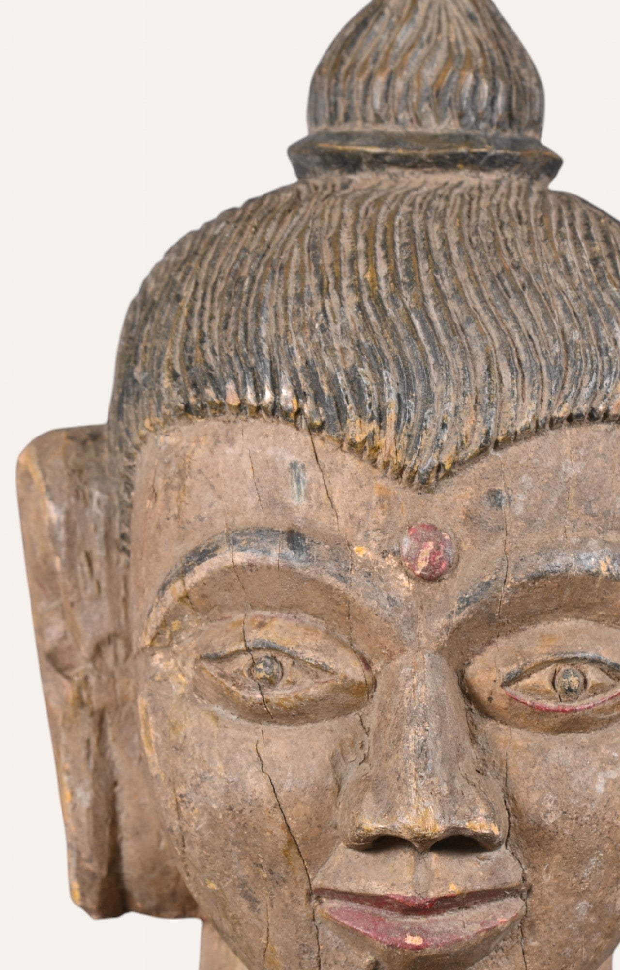 Hand-Carved Wooden Buddha Wall Mask – Vintage Aged Finish