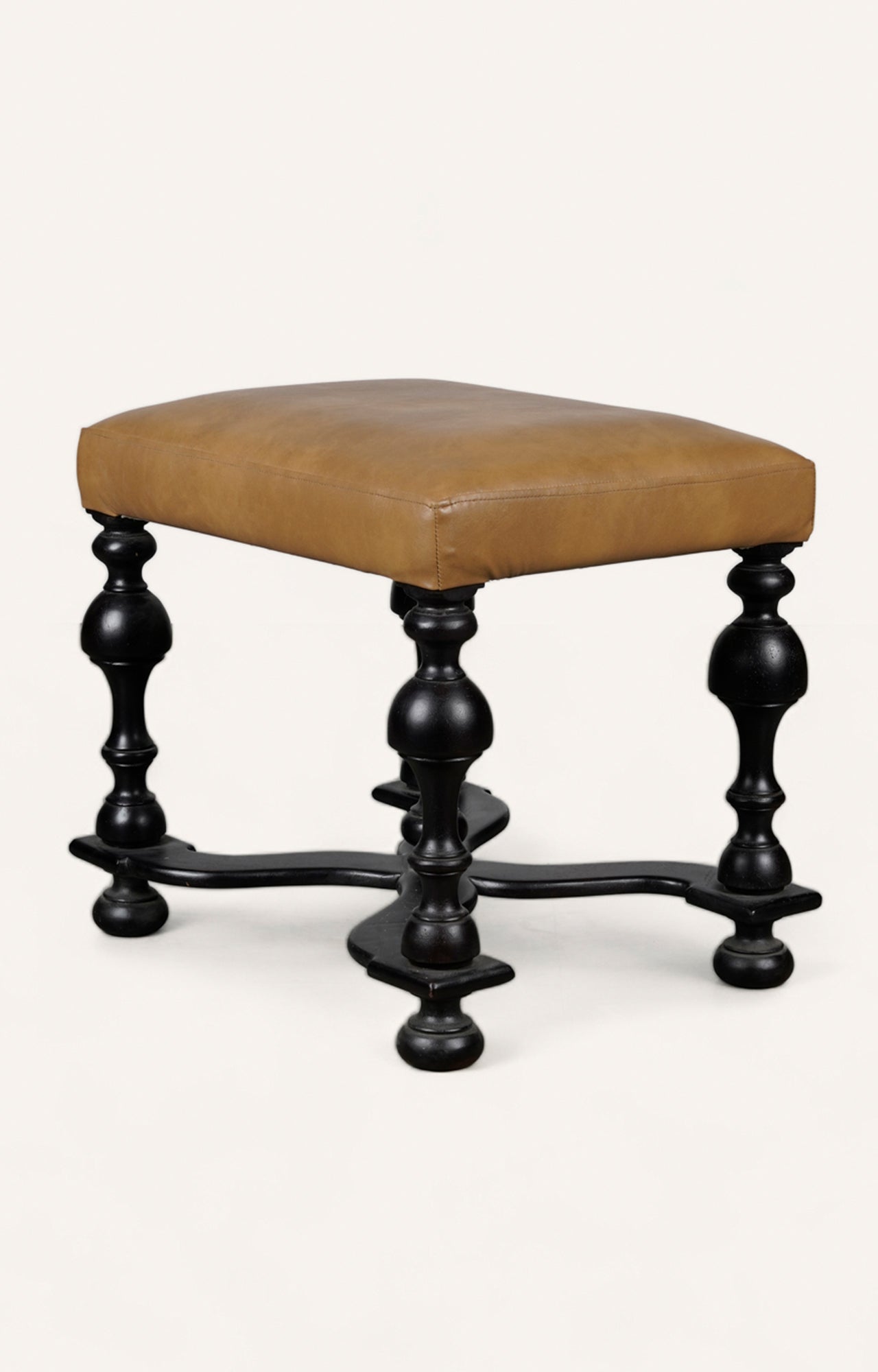 Vintage Leather Upholstered Stool