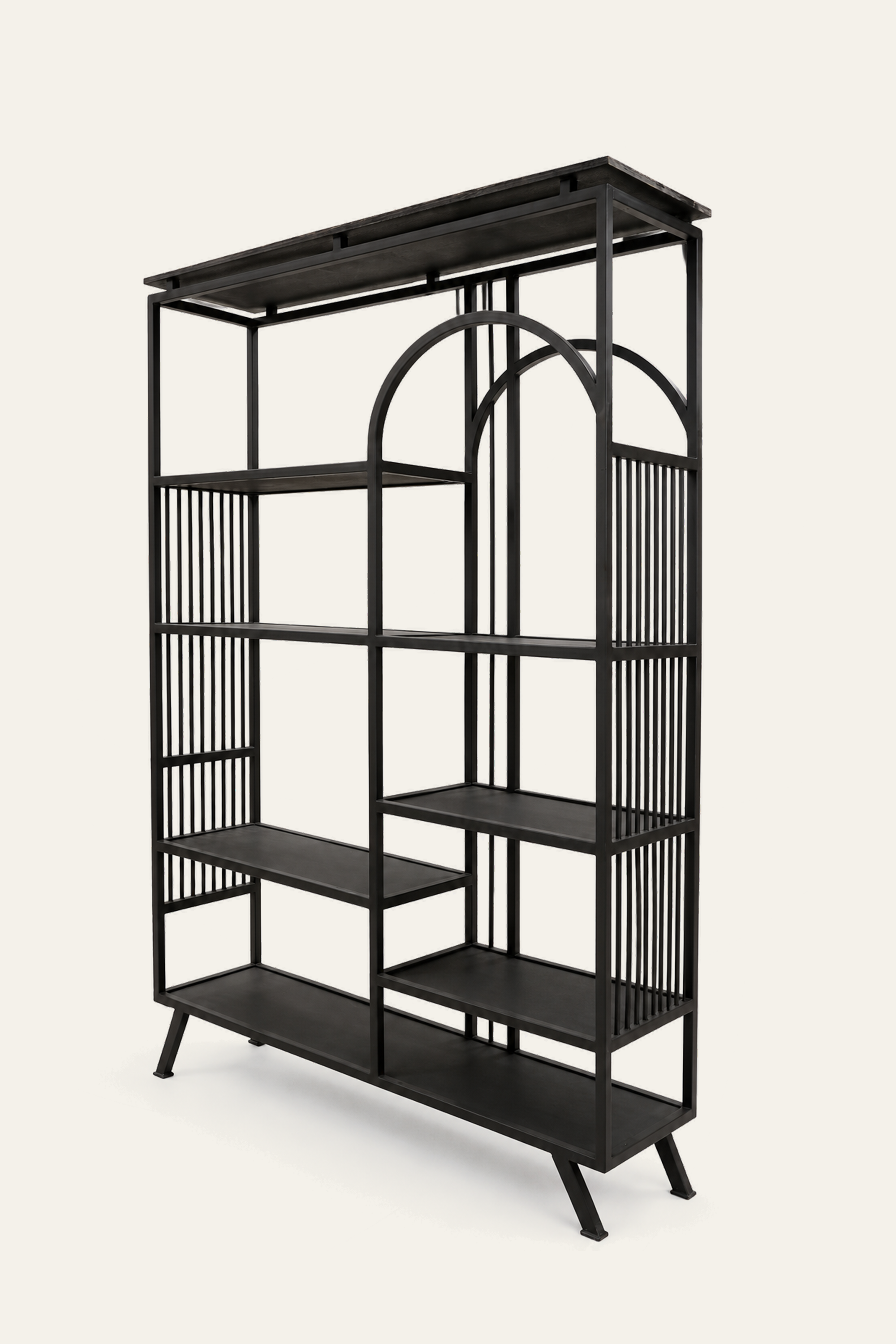 Black Modern Multi-tiered Metal Arch Shelf