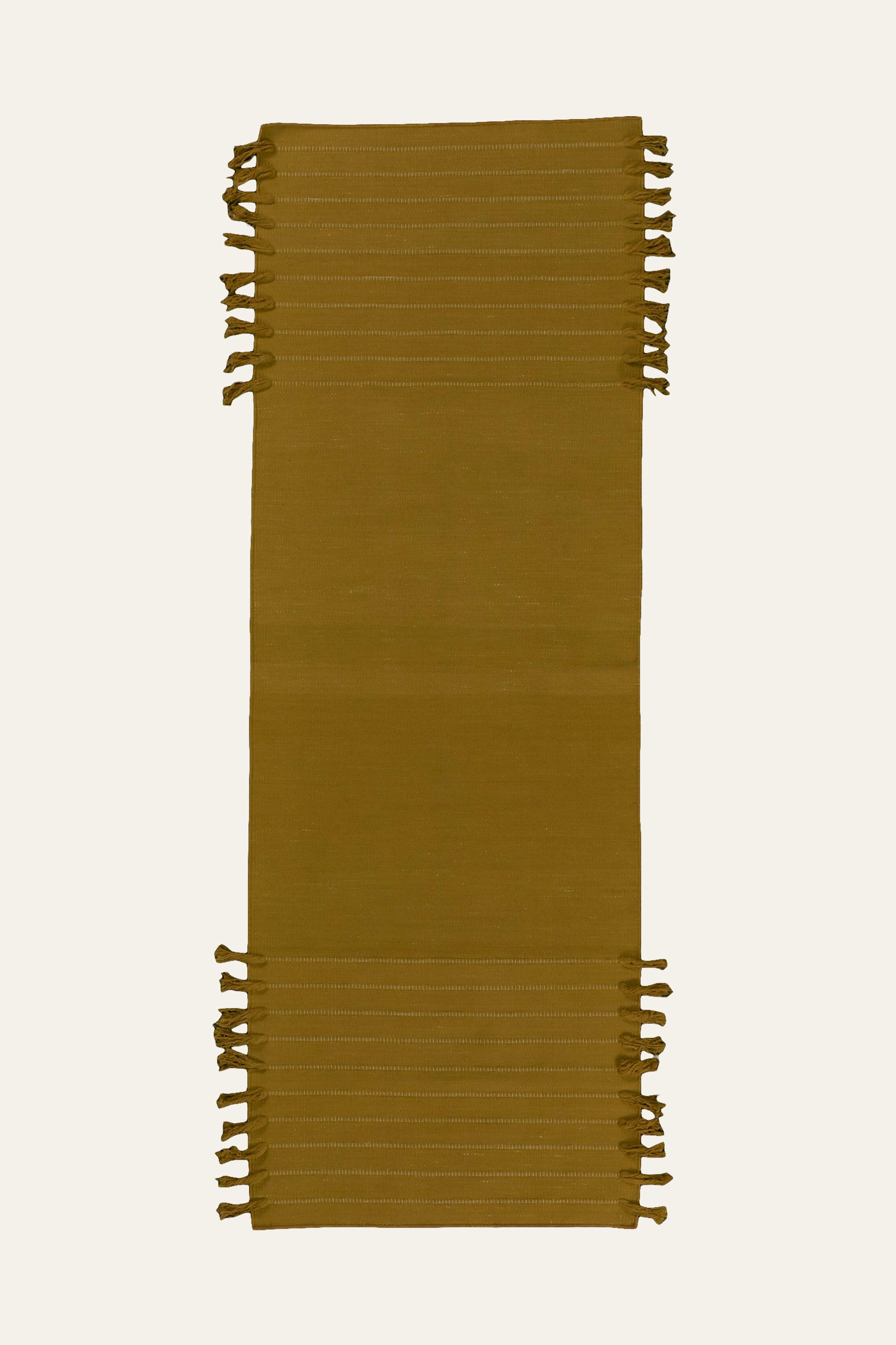 Plain Yellow Washable Cotton Yoga Mat with Fringe