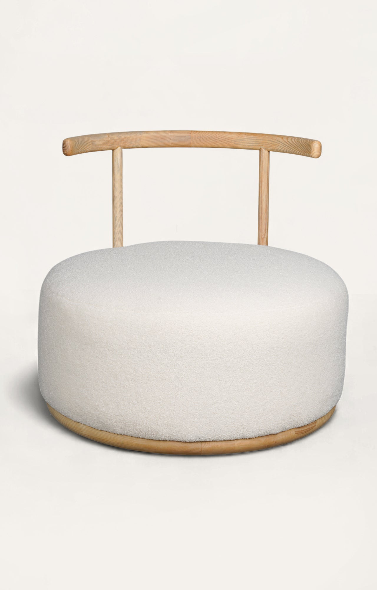 Foam Sponge Oak Armchair in Boucle