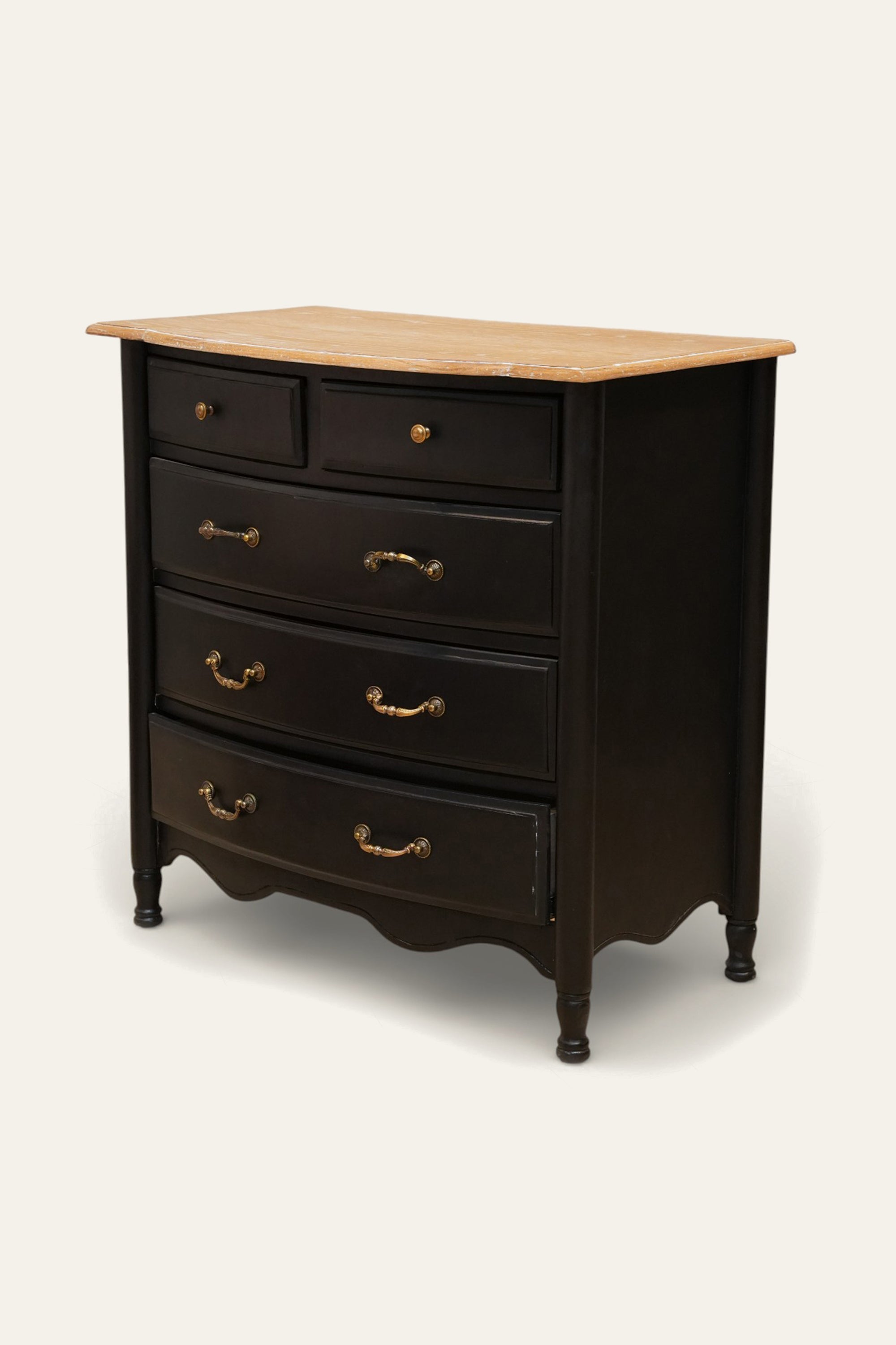 Dual Toned 5-Drawer Chest of Drawers with Brass Handles