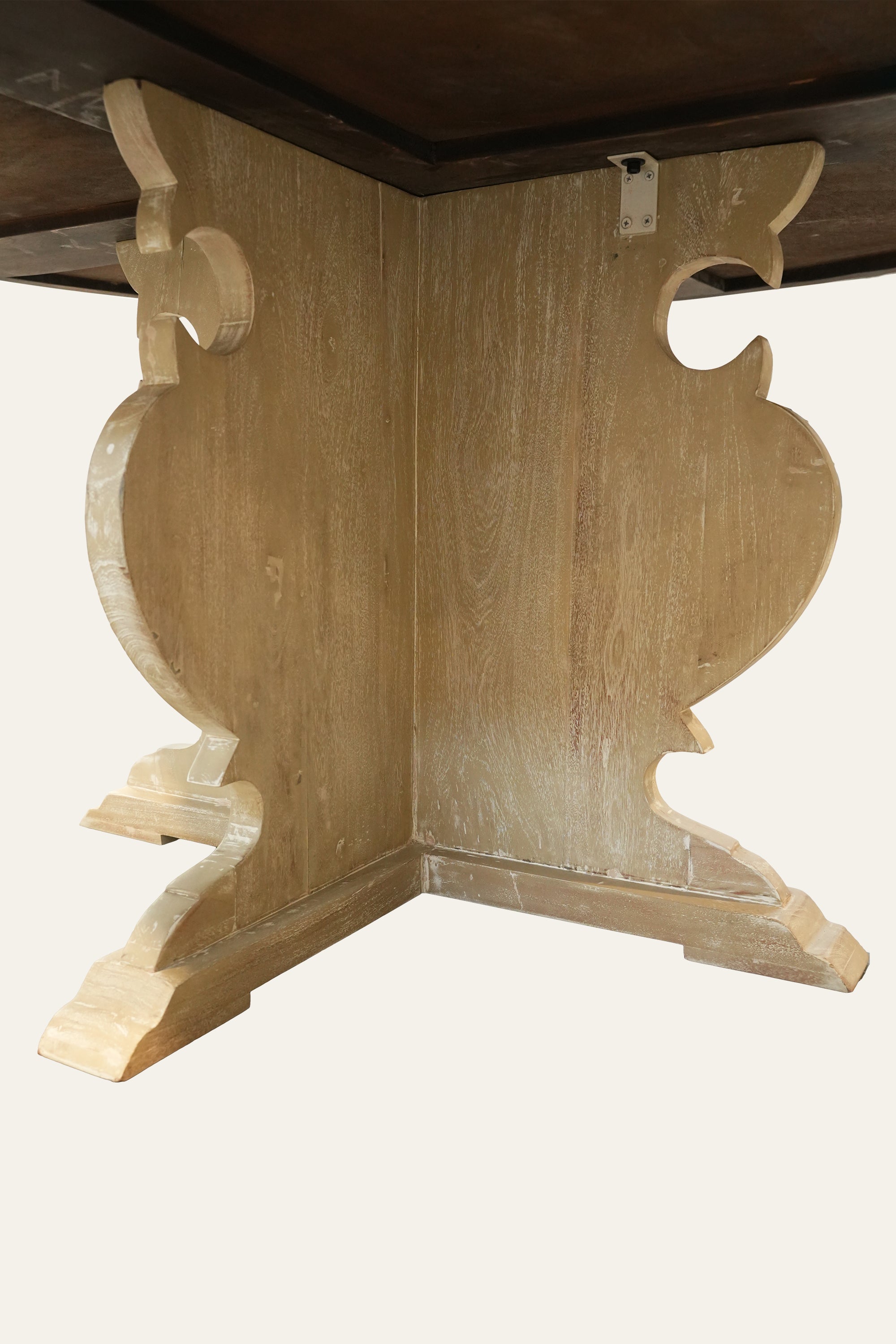 Round Light Brown Wood Pedestal 4-Seater Dining Table
