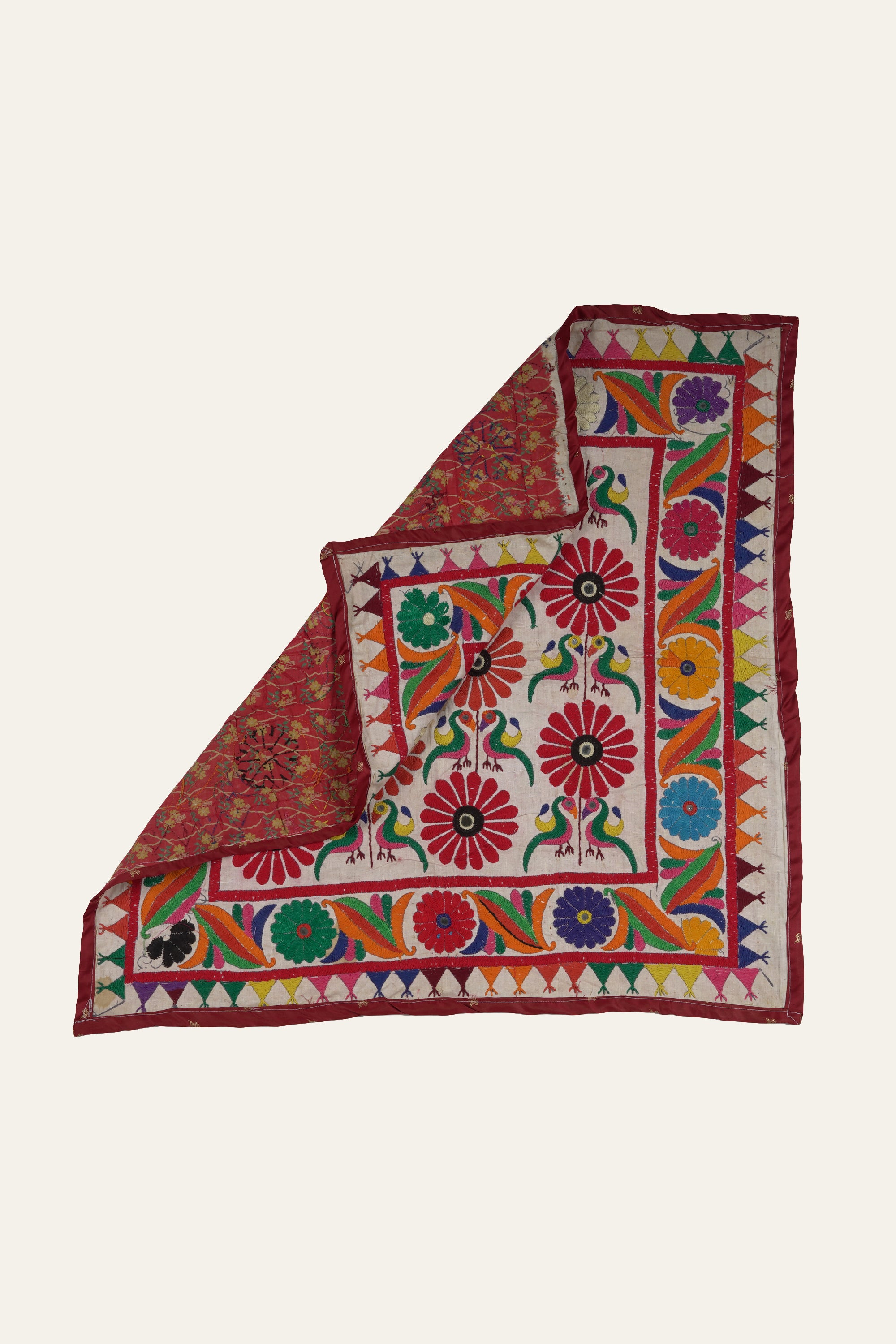 Floral Medallion Vintage Gujarati Wall Tapestry