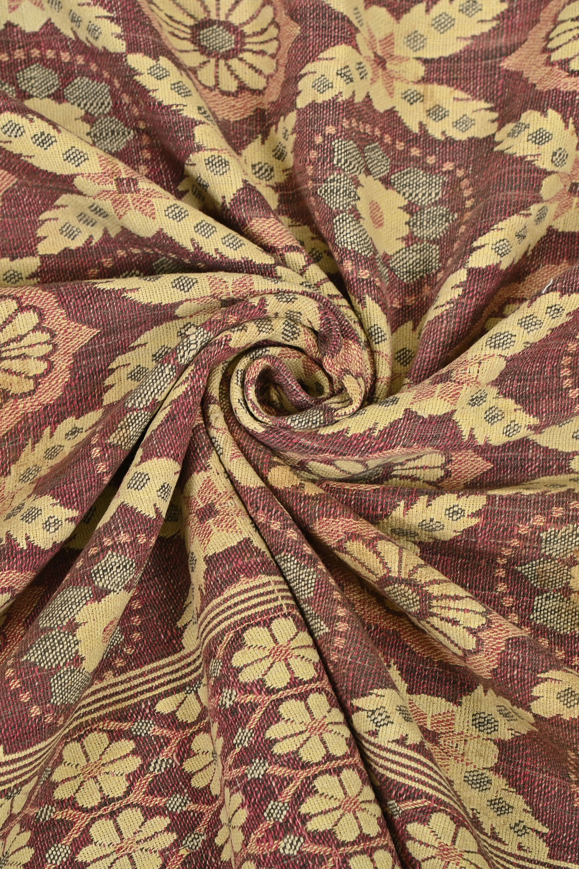 Maroon & Beige Floral Reversible Cotton Punjabi Khes Wall Hanging