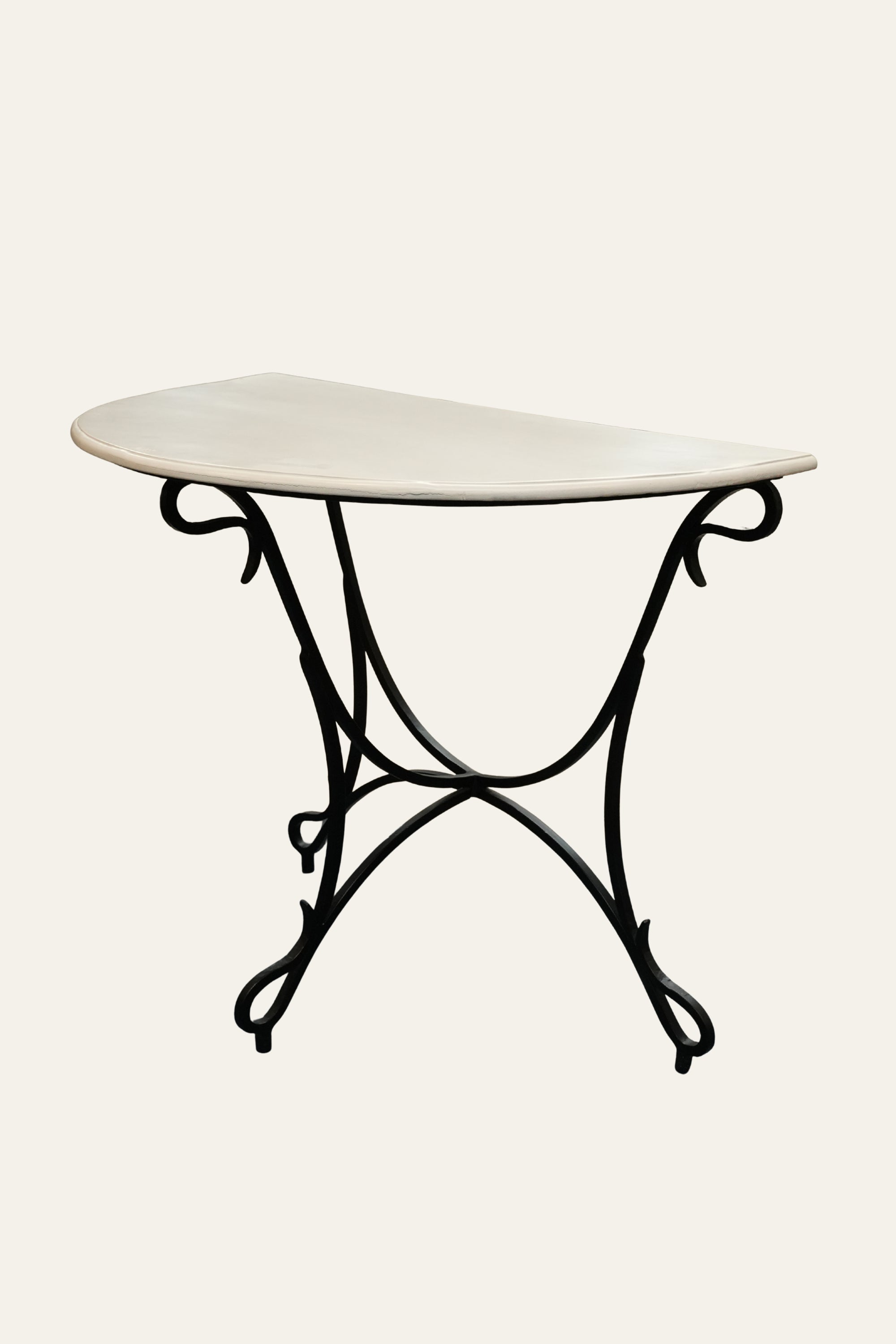 White Marble Half Moon Console Table