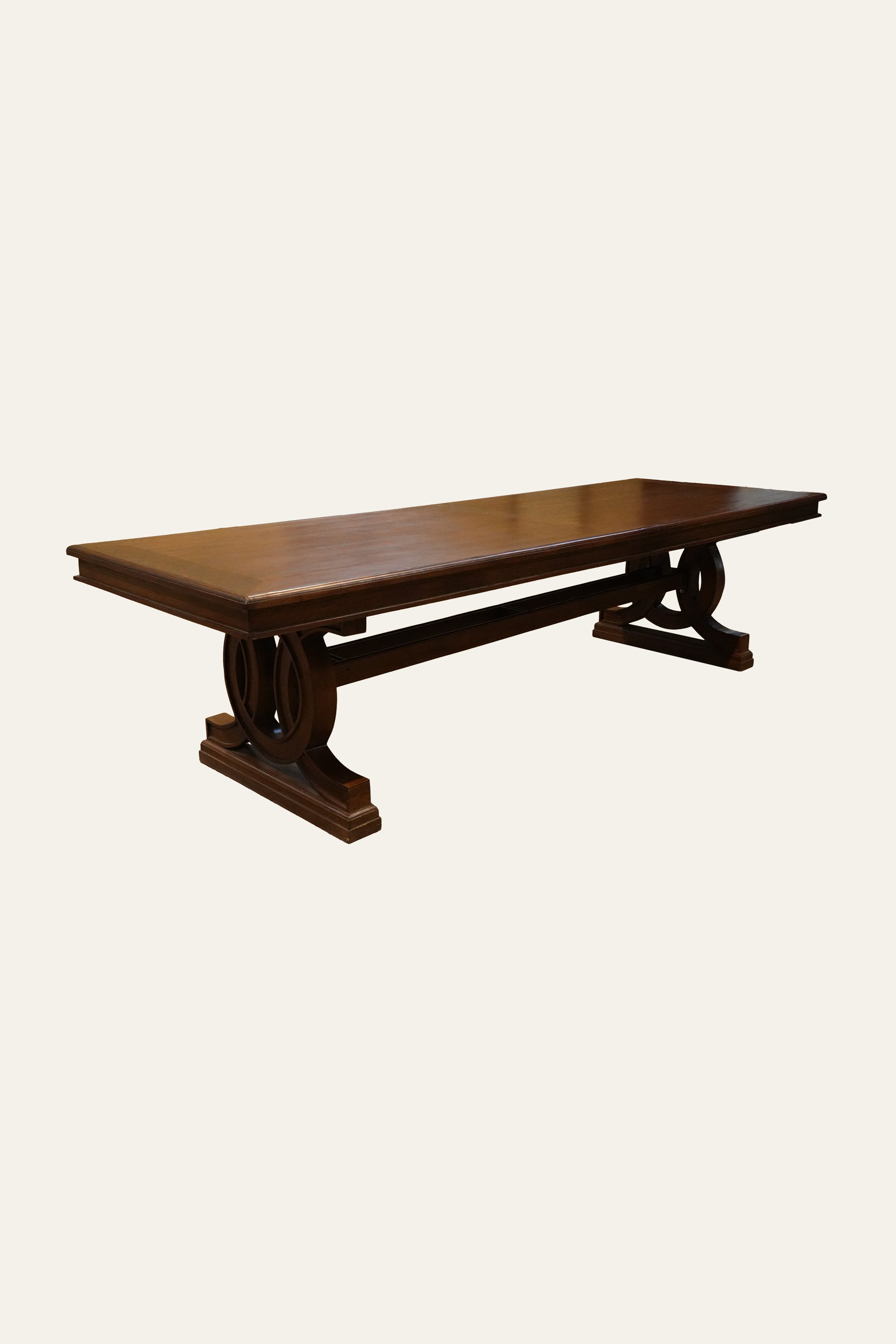 Carved Wood Trestle Dining Table | Large Rectangular Table for 8