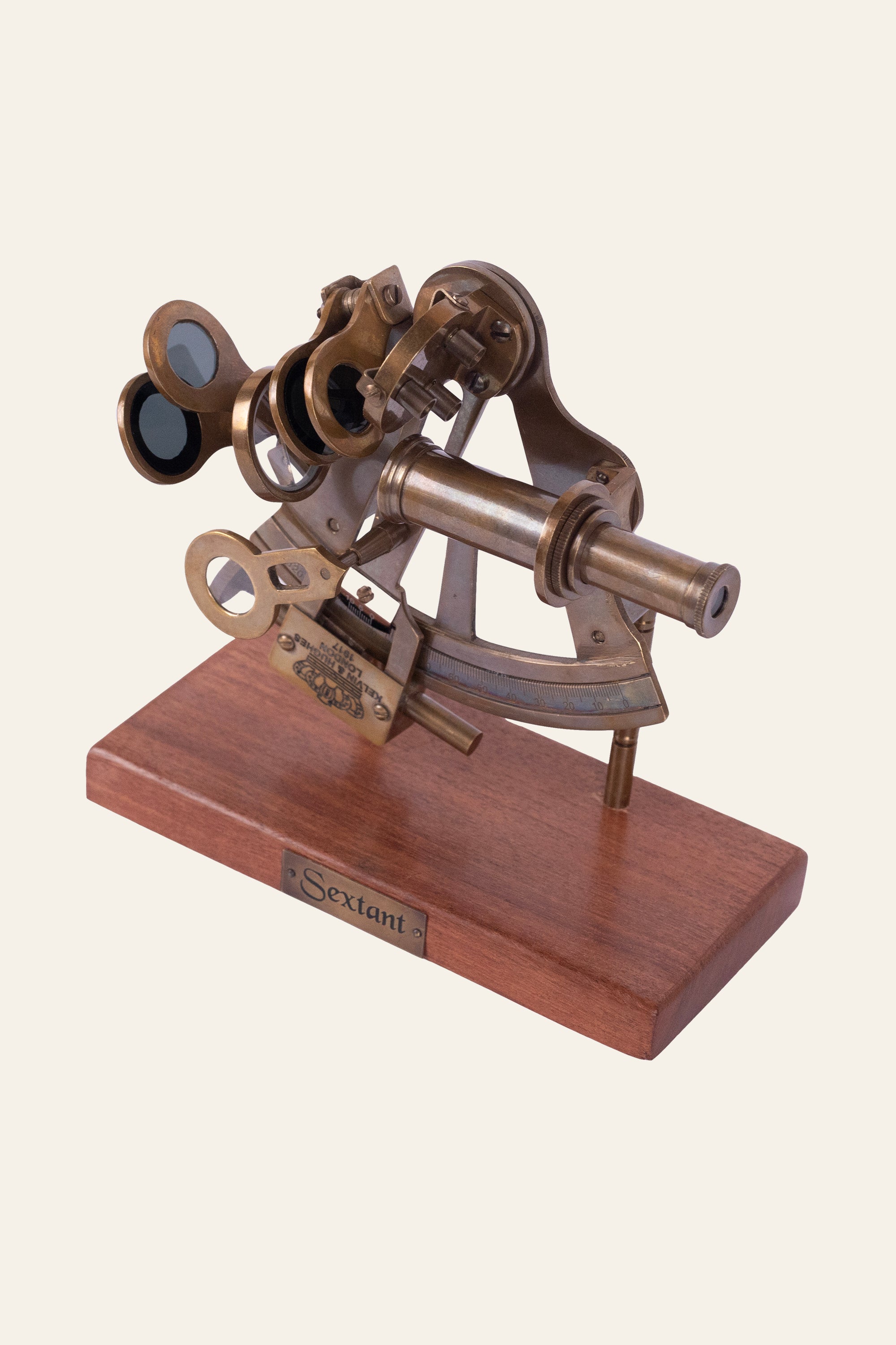 Antique Sextant on Wooden Base