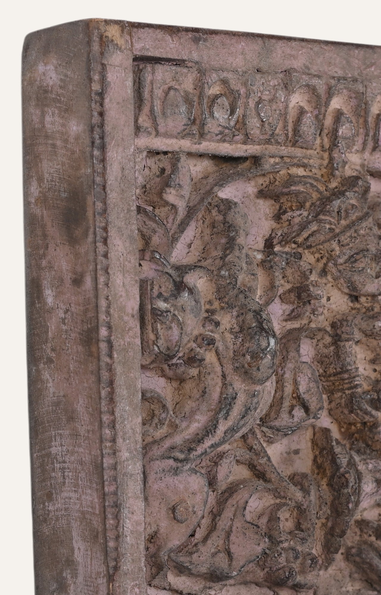 Vintage Rosewood-Pink Antique Deity Panel