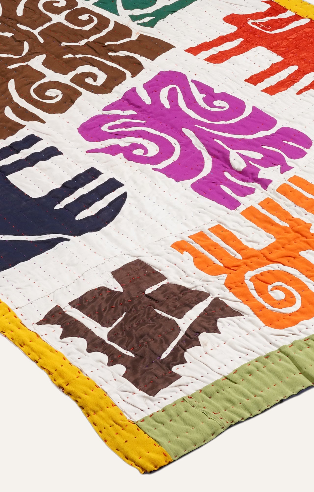 Folk Art Applique Wall Hanging Textile