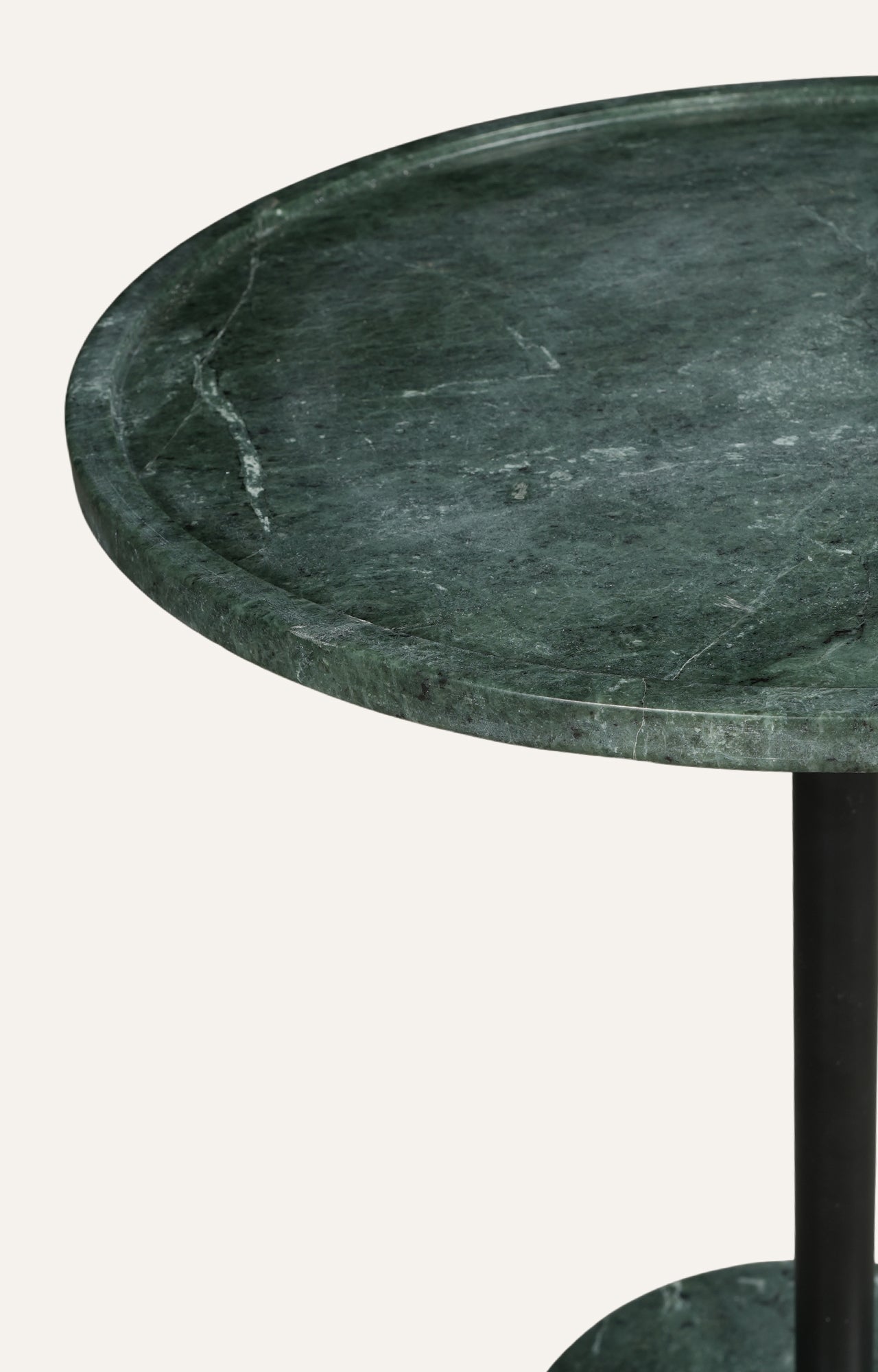 Minimalist Green Marble and Black Metal Side Table