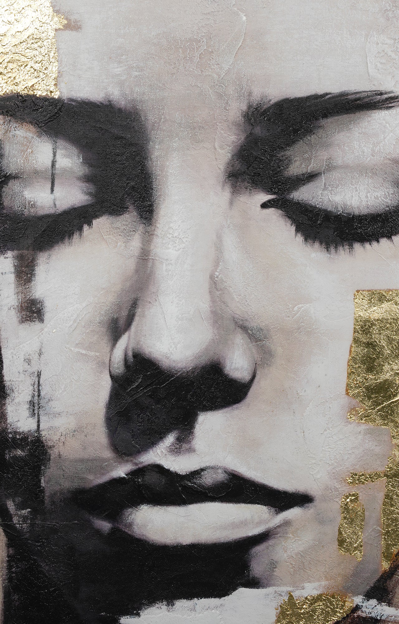 Abstract Girl Textured Art on Hessian with Foil Finish
