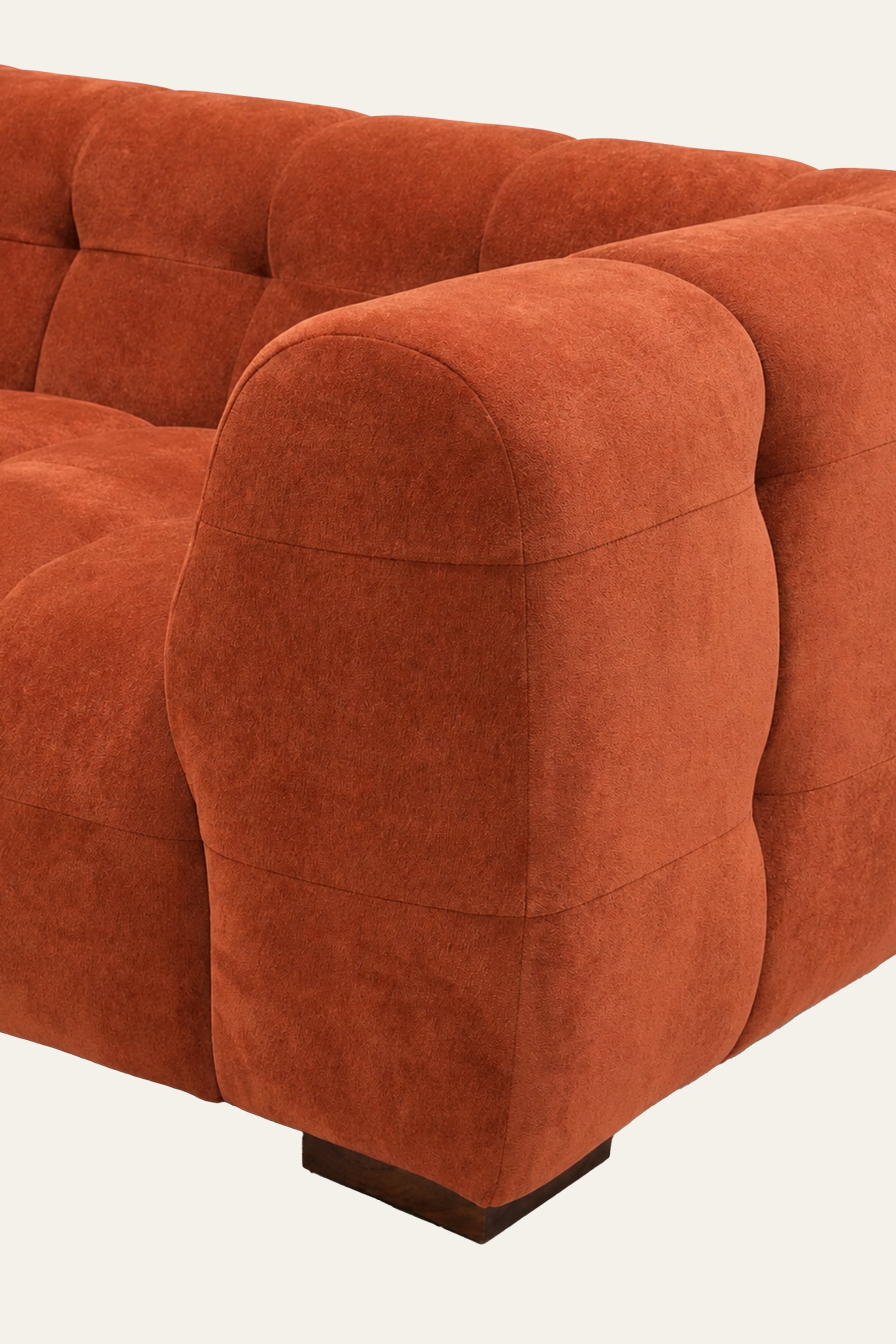 Rust Orange Channel 4-Seater Block Sofa for Living Room
