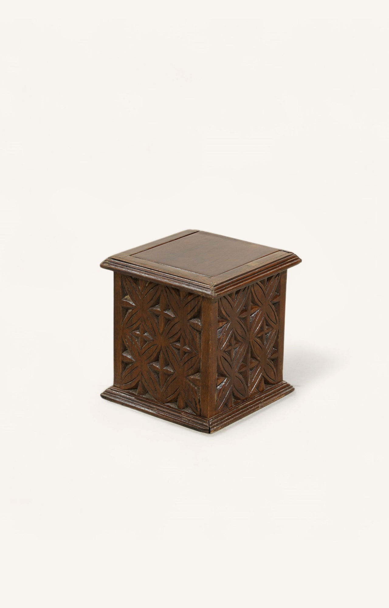 Carved Acacia Wood Lidded Box