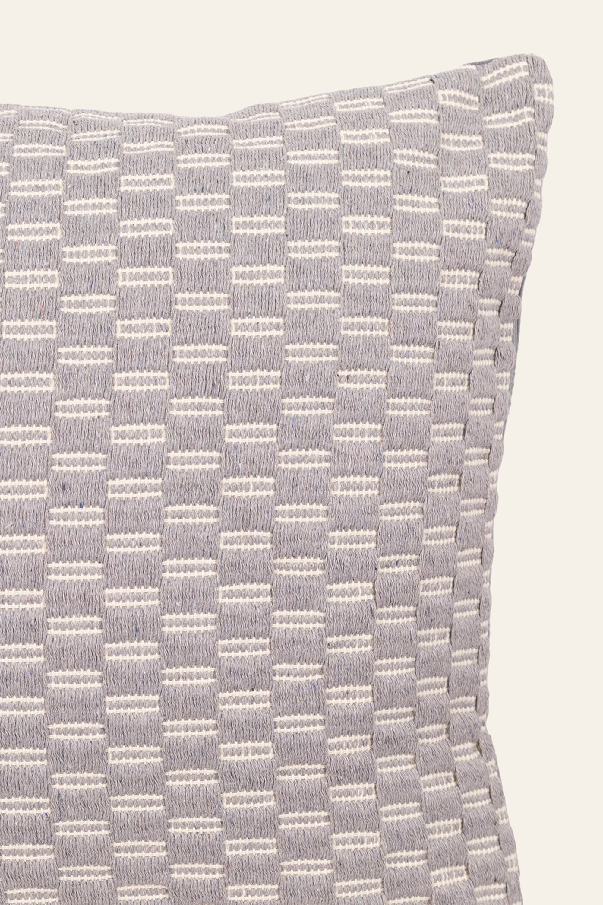 Grey and White Woven Cushion