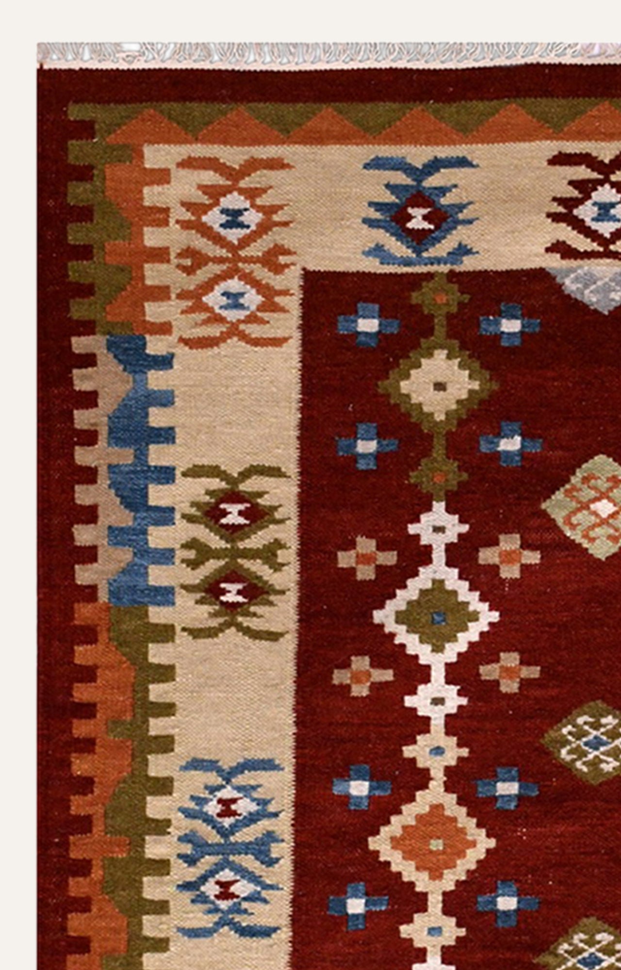 Rust Red Tribal Medallion Flatweave Rug