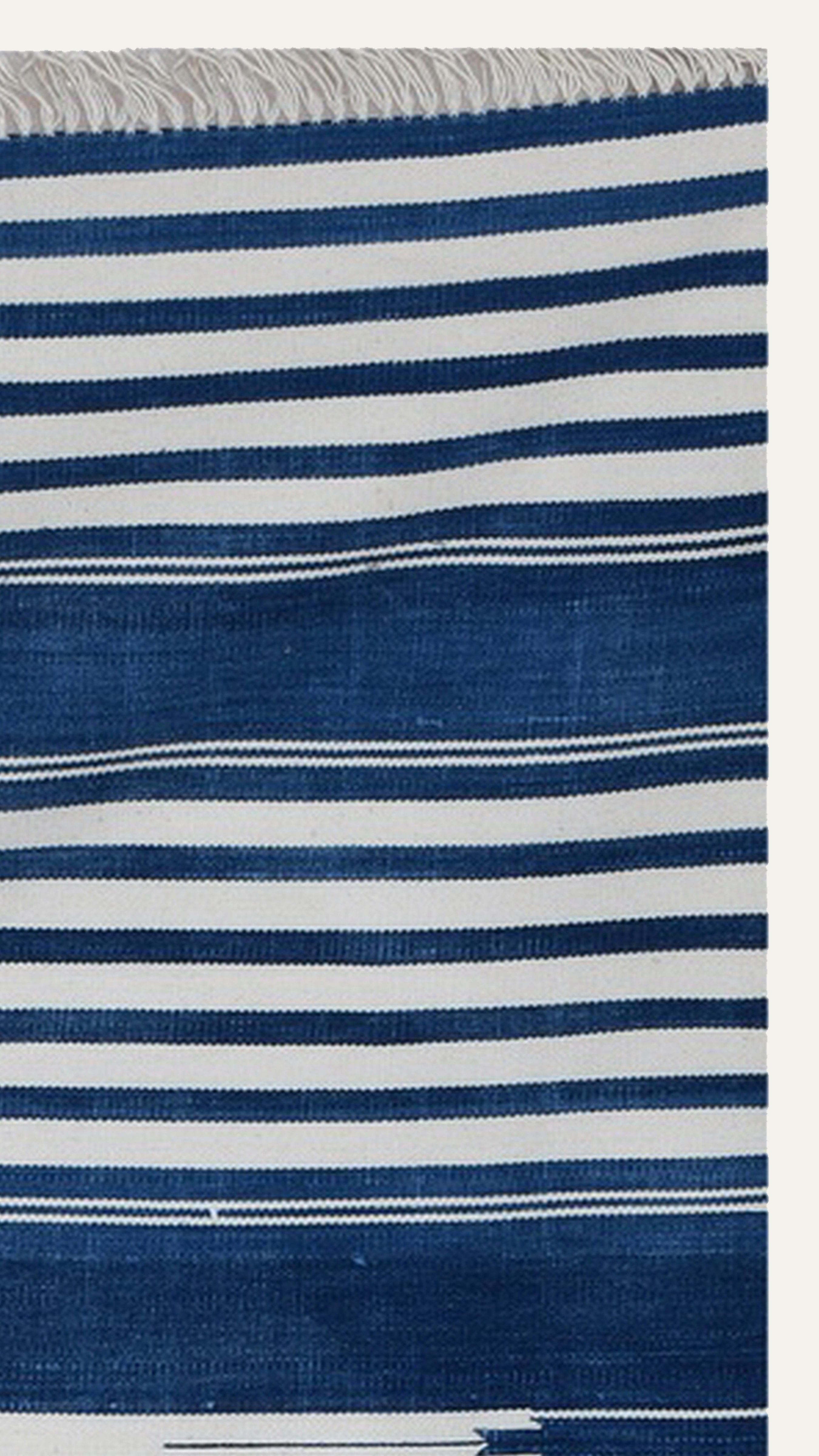 Azure Stripes Cotton Rug