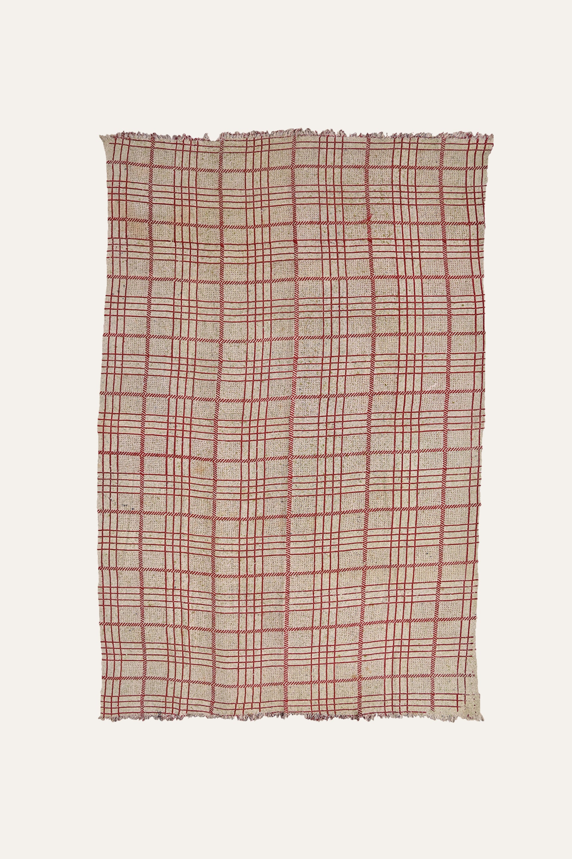 Red Grid Reversible Cotton Khes Wall Hanging with Checks