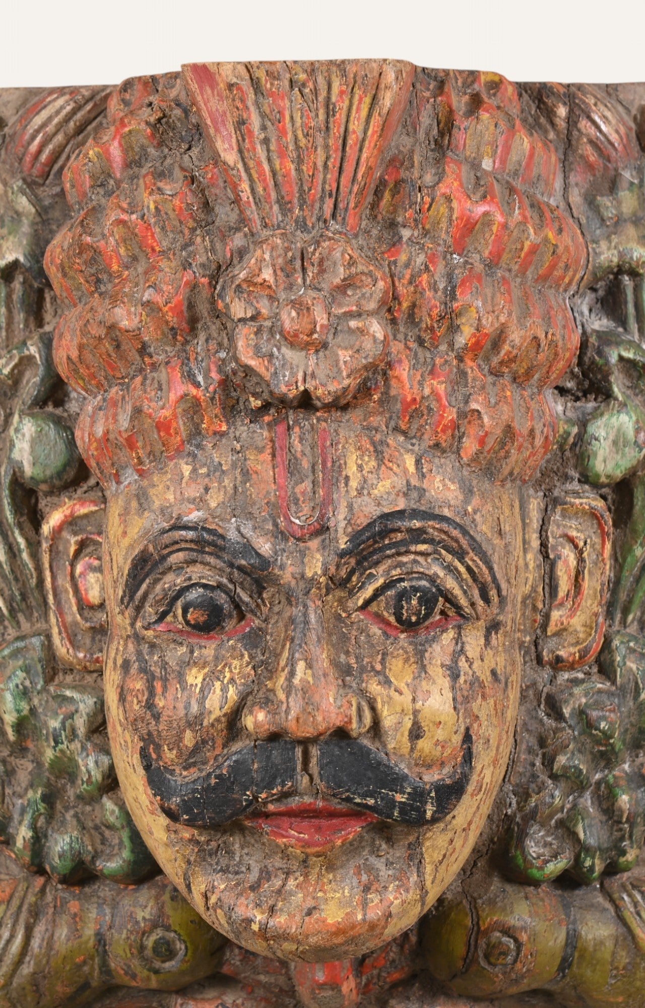 Rustic Hand-Carved Wooden Wall Mask