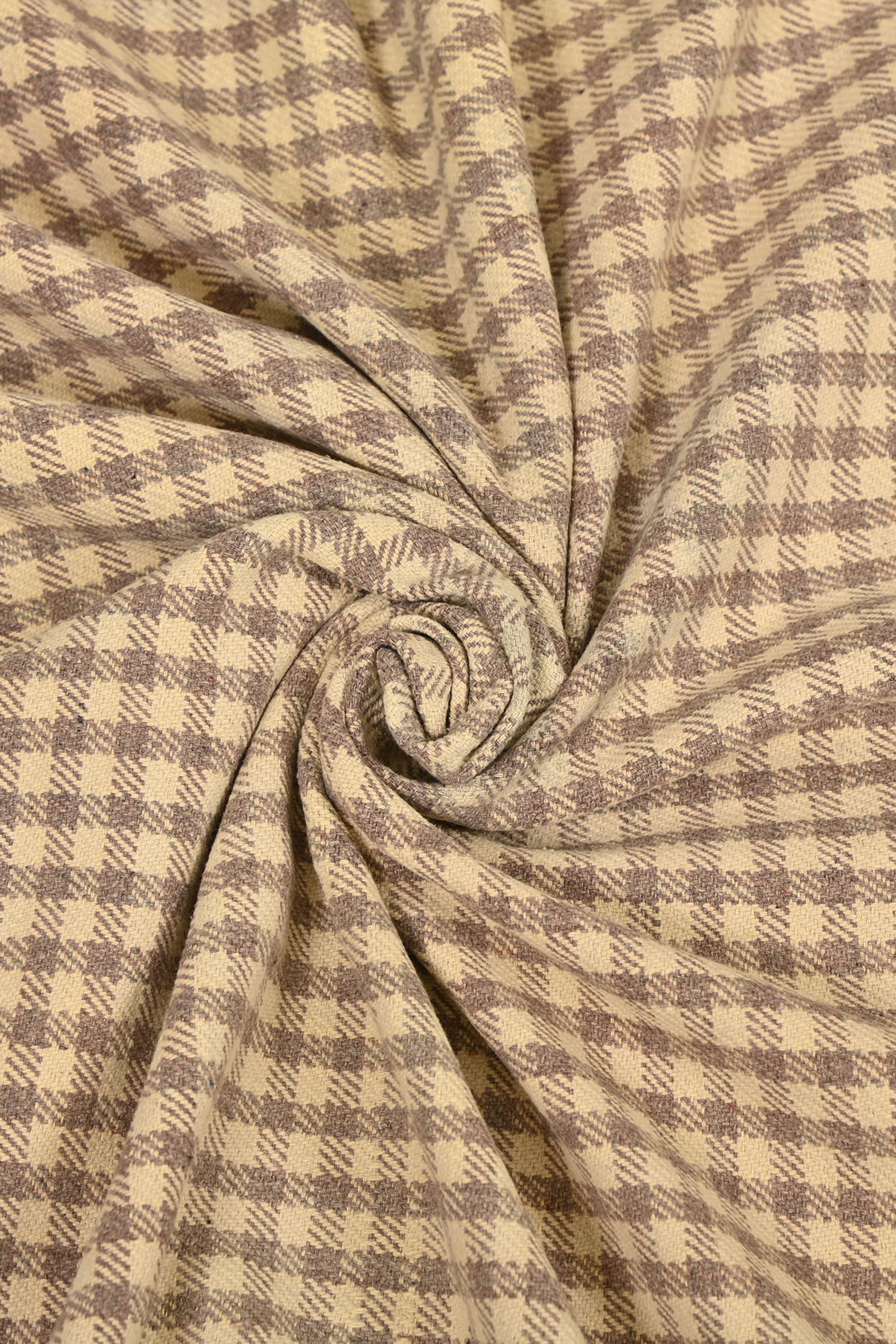 Beige Checked Hand Woven Cotton Punjabi Khes Wall Tapestry